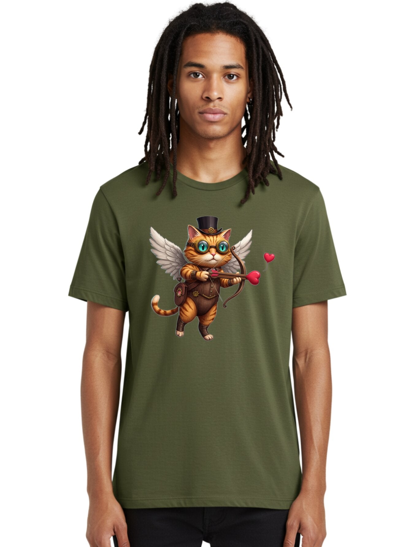Cupid-Cat-2 Men'S Graphic Tee, 100% Cotton, Comfortable Casual Summer Wear, Machine Washable, Vintage Camera, Old Camera, Antique Camera, Black Camera, Classic Photography, Photography Equipment, Nostalgic Device, Film Camera, Camera Art Bap325 16