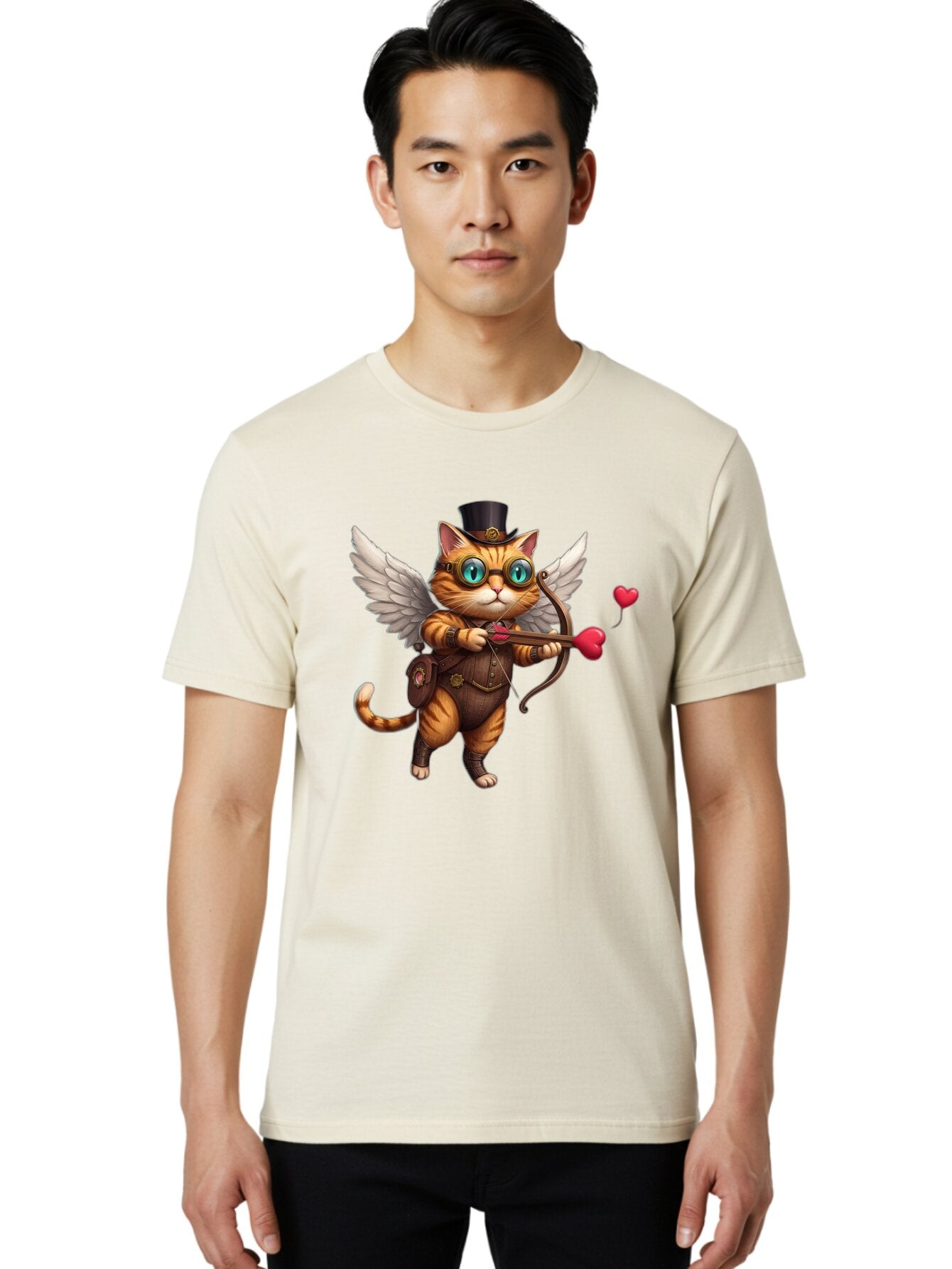 Cupid-Cat-2 Men'S Graphic Tee, 100% Cotton, Comfortable Casual Summer Wear, Machine Washable, Vintage Camera, Old Camera, Antique Camera, Black Camera, Classic Photography, Photography Equipment, Nostalgic Device, Film Camera, Camera Art Bap325 17
