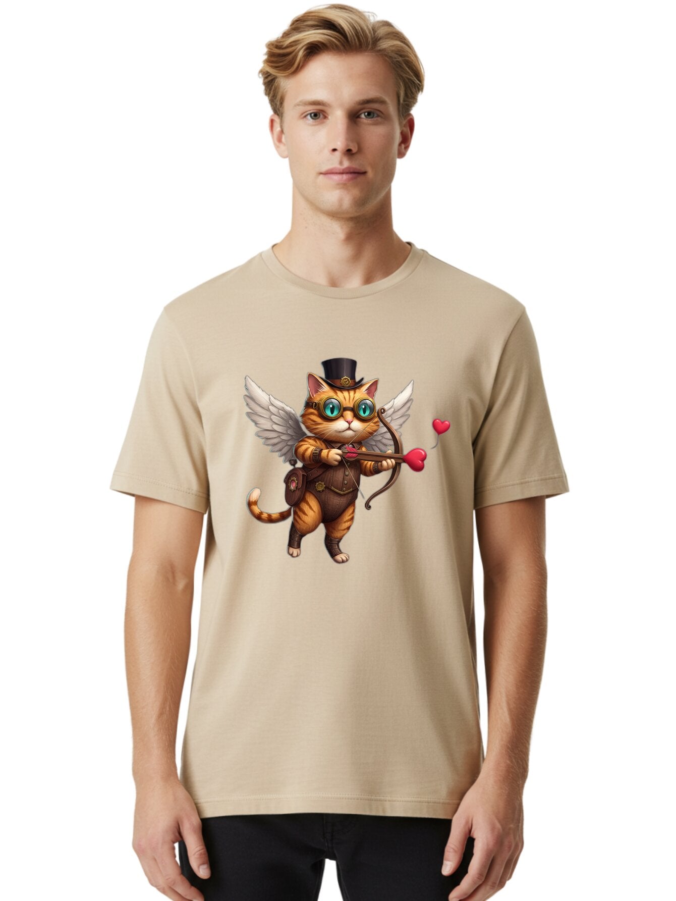 Cupid-Cat-2 Men'S Graphic Tee, 100% Cotton, Comfortable Casual Summer Wear, Machine Washable, Vintage Camera, Old Camera, Antique Camera, Black Camera, Classic Photography, Photography Equipment, Nostalgic Device, Film Camera, Camera Art Bap325 28