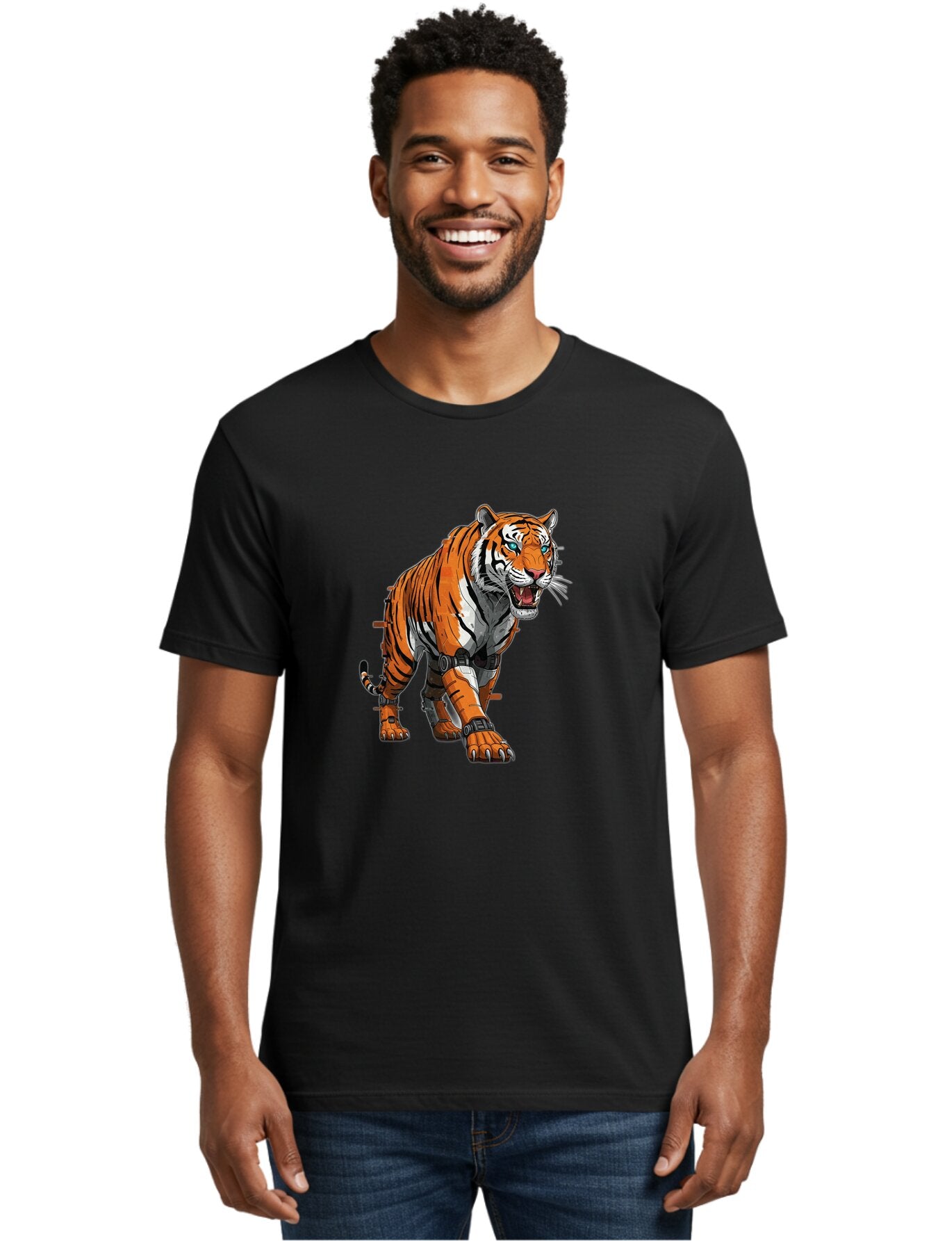 Cyborg-Tiger-1 Men'S Graphic Tee, 100% Cotton, Comfortable Casual Summer Wear, Machine Washable, Vintage Camera, Old Camera, Antique Camera, Black Camera, Classic Photography, Photography Equipment, Nostalgic Device, Film Camera, Camera Art Bap344 27
