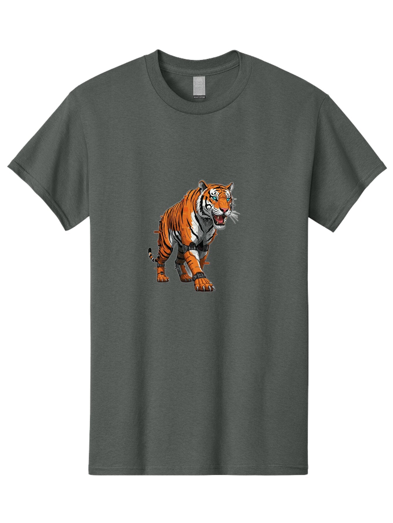 Cyborg-Tiger-1 Men'S Graphic Tee, 100% Cotton, Comfortable Casual Summer Wear, Machine Washable, Vintage Camera, Old Camera, Antique Camera, Black Camera, Classic Photography, Photography Equipment, Nostalgic Device, Film Camera, Camera Art Bap344 1