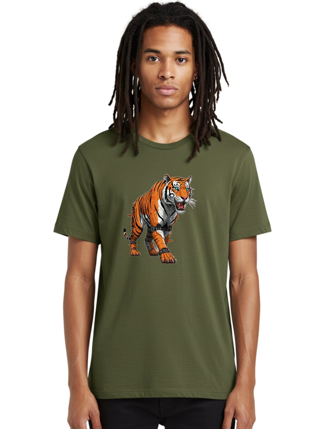 Cyborg-Tiger-1 Men'S Graphic Tee, 100% Cotton, Comfortable Casual Summer Wear, Machine Washable, Vintage Camera, Old Camera, Antique Camera, Black Camera, Classic Photography, Photography Equipment, Nostalgic Device, Film Camera, Camera Art Bap344 30