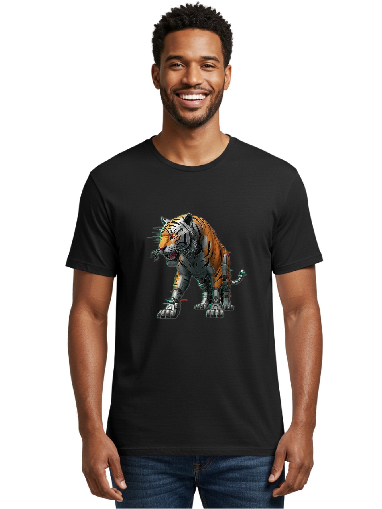Cyborg-Tiger-2 Men'S Graphic Tee, 100% Cotton, Comfortable Casual Summer Wear, Machine Washable, Vintage Camera, Old Camera, Antique Camera, Black Camera, Classic Photography, Photography Equipment, Nostalgic Device, Film Camera, Camera Art Bap345 19