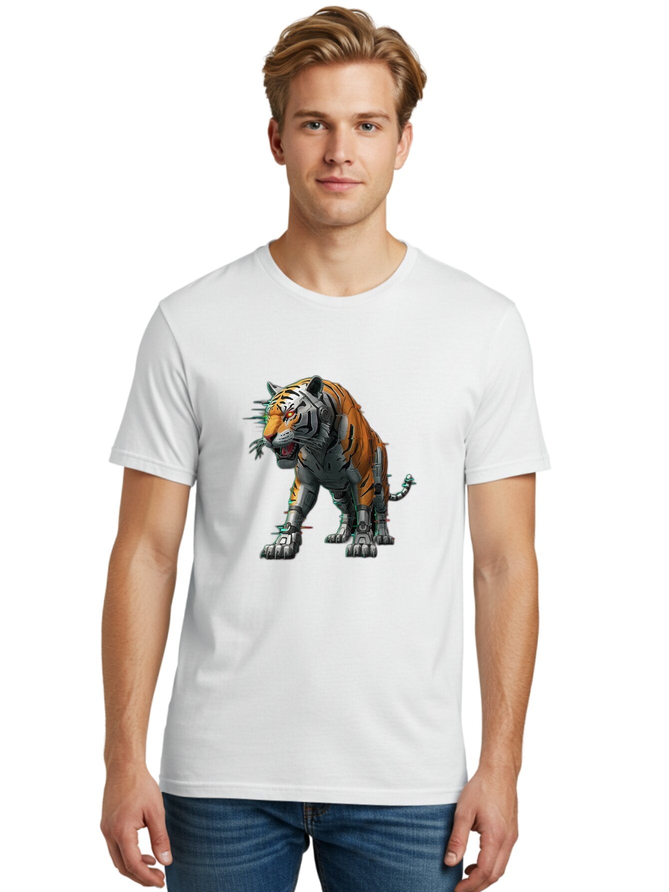 Cyborg-Tiger-2 Men'S Graphic Tee, 100% Cotton, Comfortable Casual Summer Wear, Machine Washable, Vintage Camera, Old Camera, Antique Camera, Black Camera, Classic Photography, Photography Equipment, Nostalgic Device, Film Camera, Camera Art Bap345 20
