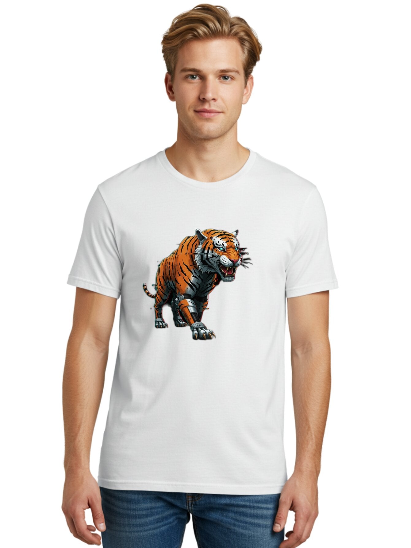 Cyborg-Tiger-3 Men'S Graphic Tee, 100% Cotton, Comfortable Casual Summer Wear, Machine Washable, Vintage Camera, Old Camera, Antique Camera, Black Camera, Classic Photography, Photography Equipment, Nostalgic Device, Film Camera, Camera Art Bap346 19