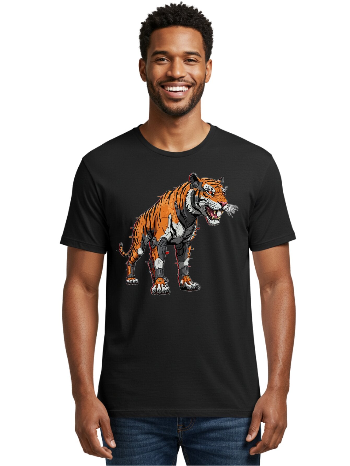 Cyborg-Tiger-4 Men'S Graphic Tee, 100% Cotton, Comfortable Casual Summer Wear, Machine Washable, Vintage Camera, Old Camera, Antique Camera, Black Camera, Classic Photography, Photography Equipment, Nostalgic Device, Film Camera, Camera Art Bap347 26
