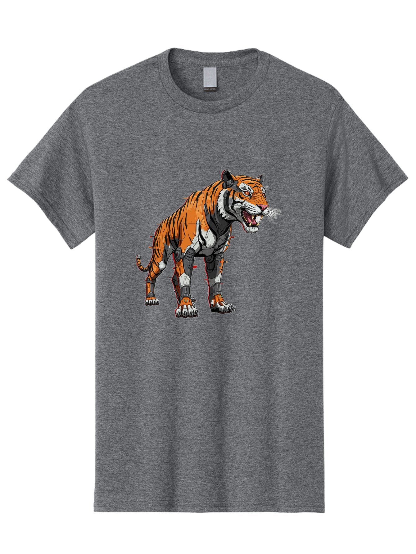 Cyborg-Tiger-4 Men'S Graphic Tee, 100% Cotton, Comfortable Casual Summer Wear, Machine Washable, Vintage Camera, Old Camera, Antique Camera, Black Camera, Classic Photography, Photography Equipment, Nostalgic Device, Film Camera, Camera Art Bap347 4