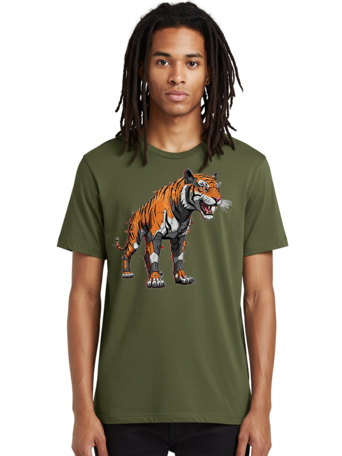 Cyborg-Tiger-4 Men'S Graphic Tee, 100% Cotton, Comfortable Casual Summer Wear, Machine Washable, Vintage Camera, Old Camera, Antique Camera, Black Camera, Classic Photography, Photography Equipment, Nostalgic Device, Film Camera, Camera Art Bap347 25
