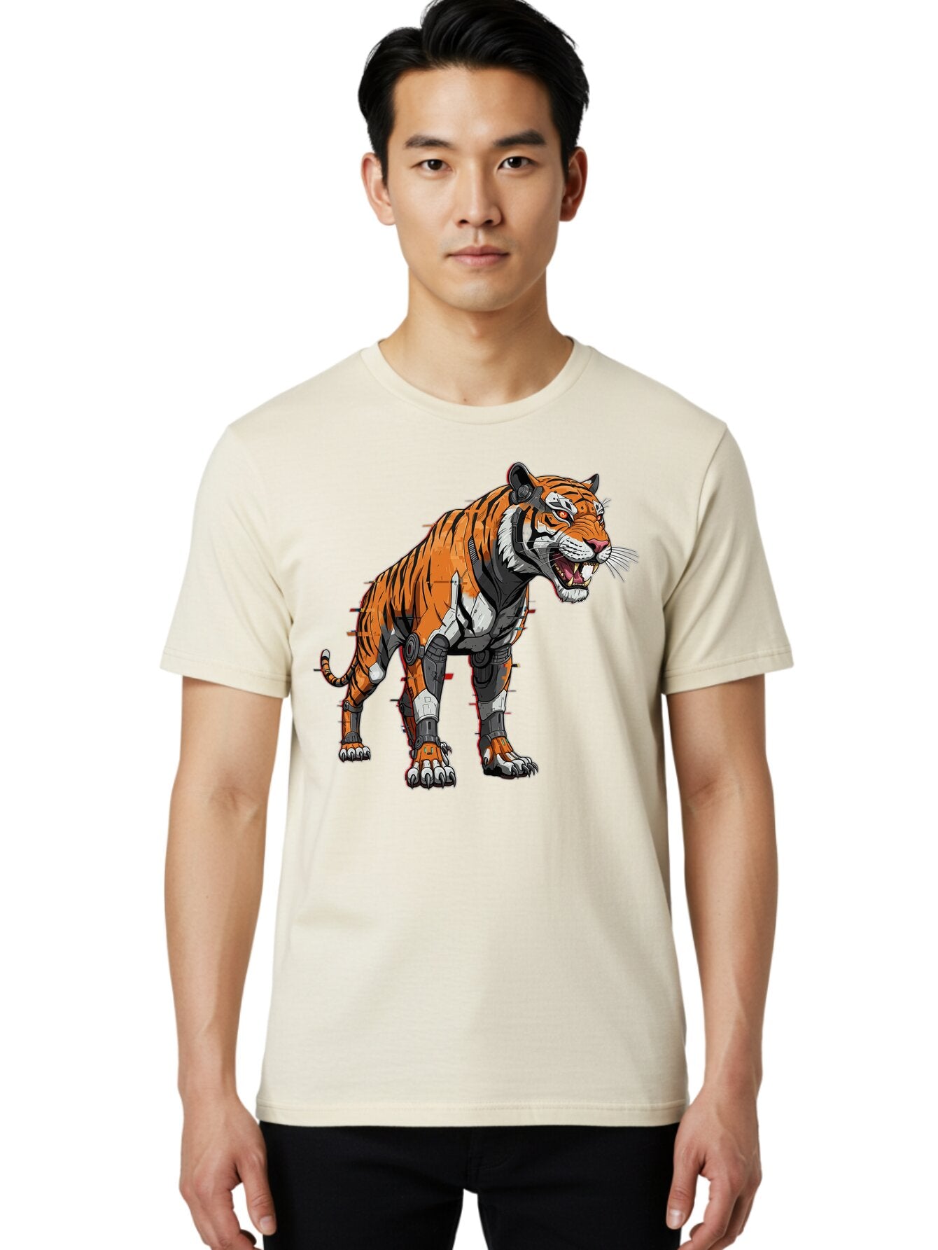 Cyborg-Tiger-4 Men'S Graphic Tee, 100% Cotton, Comfortable Casual Summer Wear, Machine Washable, Vintage Camera, Old Camera, Antique Camera, Black Camera, Classic Photography, Photography Equipment, Nostalgic Device, Film Camera, Camera Art Bap347 17