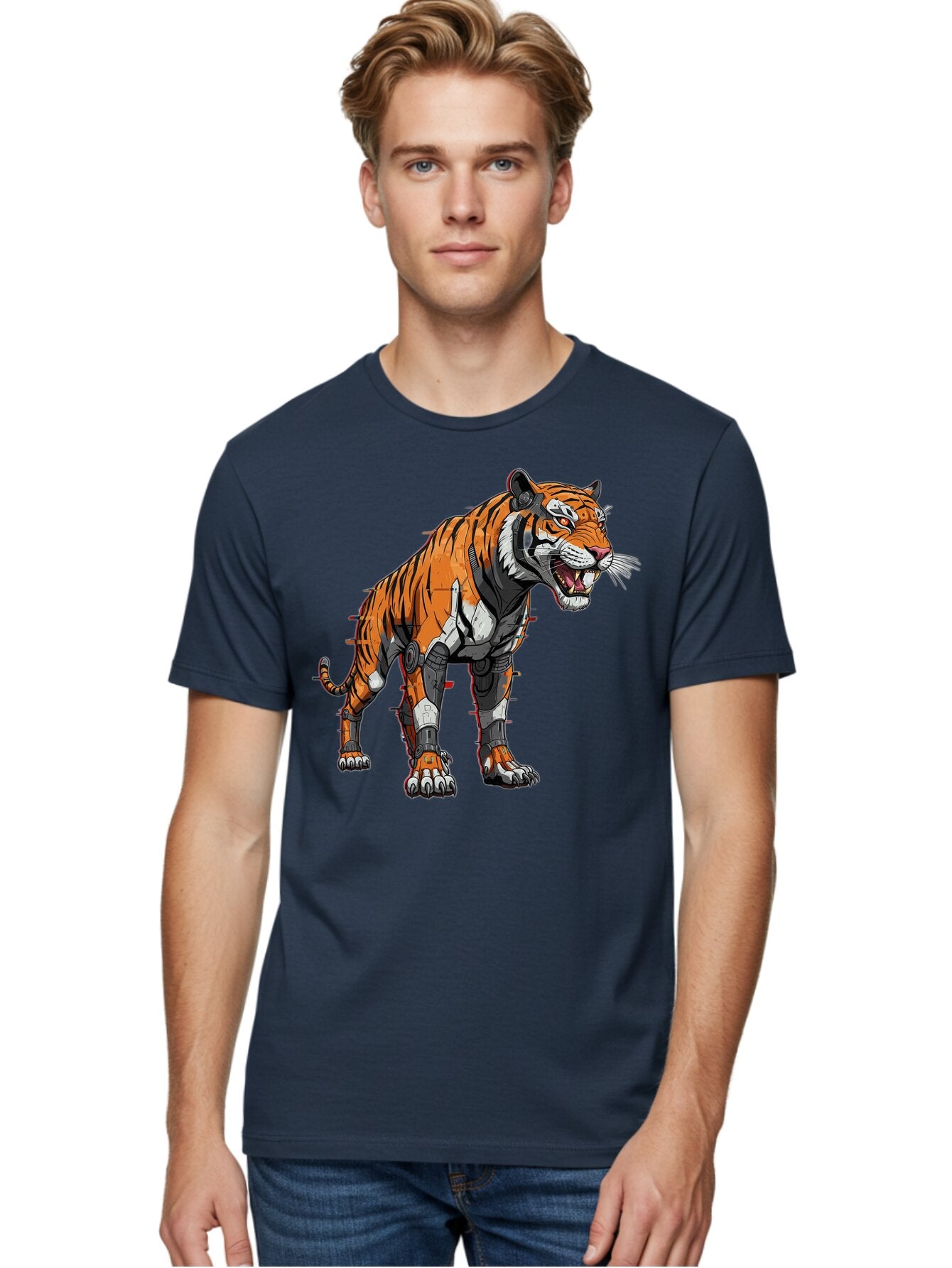 Cyborg-Tiger-4 Men'S Graphic Tee, 100% Cotton, Comfortable Casual Summer Wear, Machine Washable, Vintage Camera, Old Camera, Antique Camera, Black Camera, Classic Photography, Photography Equipment, Nostalgic Device, Film Camera, Camera Art Bap347 23