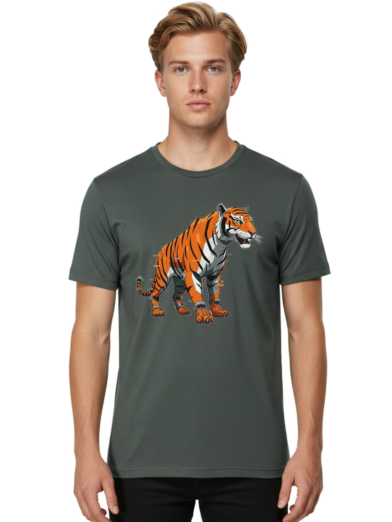 Cyborg-Tiger-5 Men'S Graphic Tee, 100% Cotton, Comfortable Casual Summer Wear, Machine Washable, Vintage Camera, Old Camera, Antique Camera, Black Camera, Classic Photography, Photography Equipment, Nostalgic Device, Film Camera, Camera Art Bap348 27