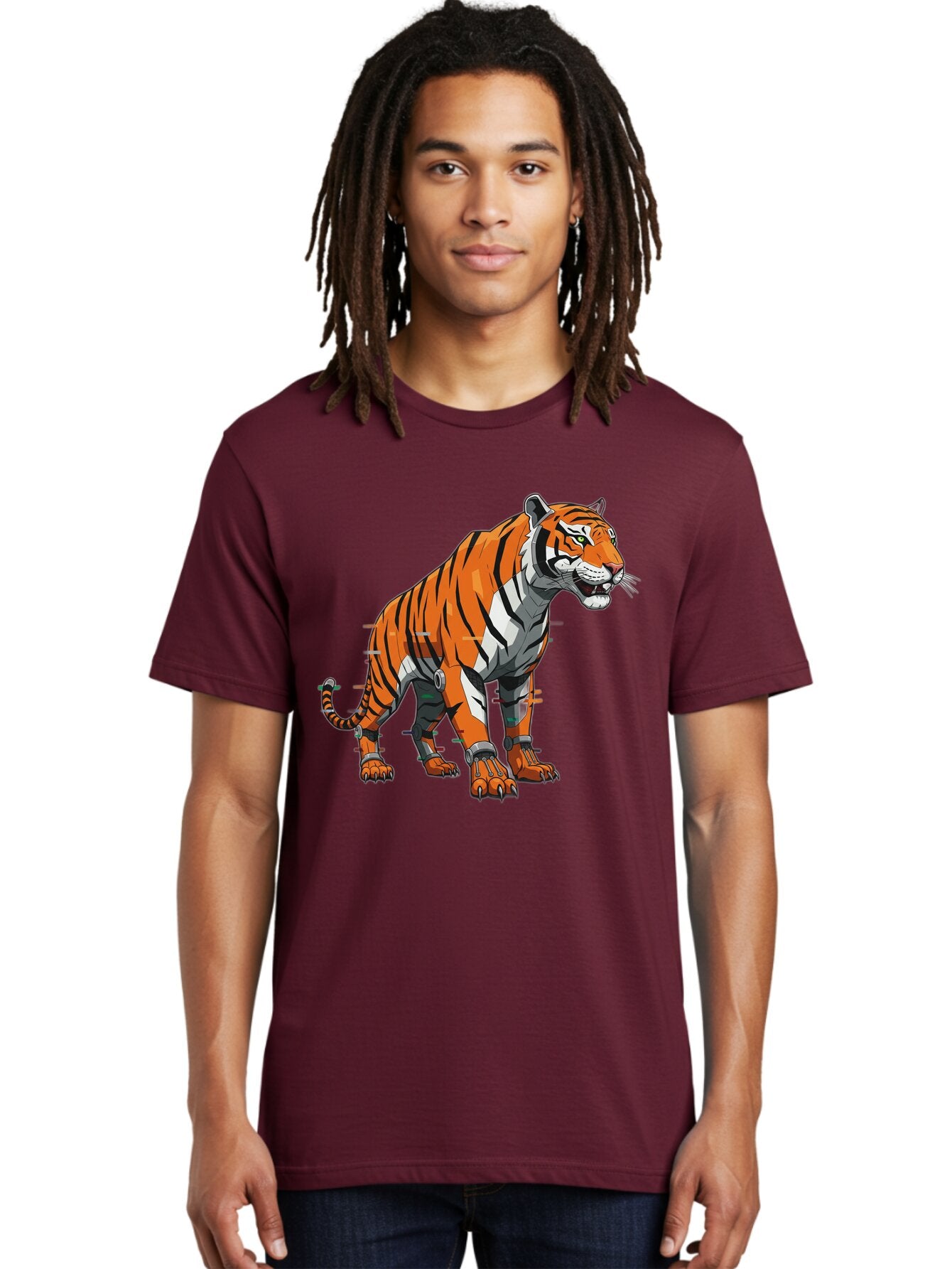Cyborg-Tiger-5 Men'S Graphic Tee, 100% Cotton, Comfortable Casual Summer Wear, Machine Washable, Vintage Camera, Old Camera, Antique Camera, Black Camera, Classic Photography, Photography Equipment, Nostalgic Device, Film Camera, Camera Art Bap348 28