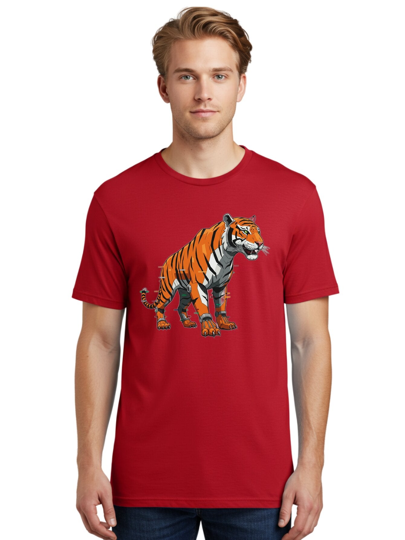 Cyborg-Tiger-5 Men'S Graphic Tee, 100% Cotton, Comfortable Casual Summer Wear, Machine Washable, Vintage Camera, Old Camera, Antique Camera, Black Camera, Classic Photography, Photography Equipment, Nostalgic Device, Film Camera, Camera Art Bap348 16