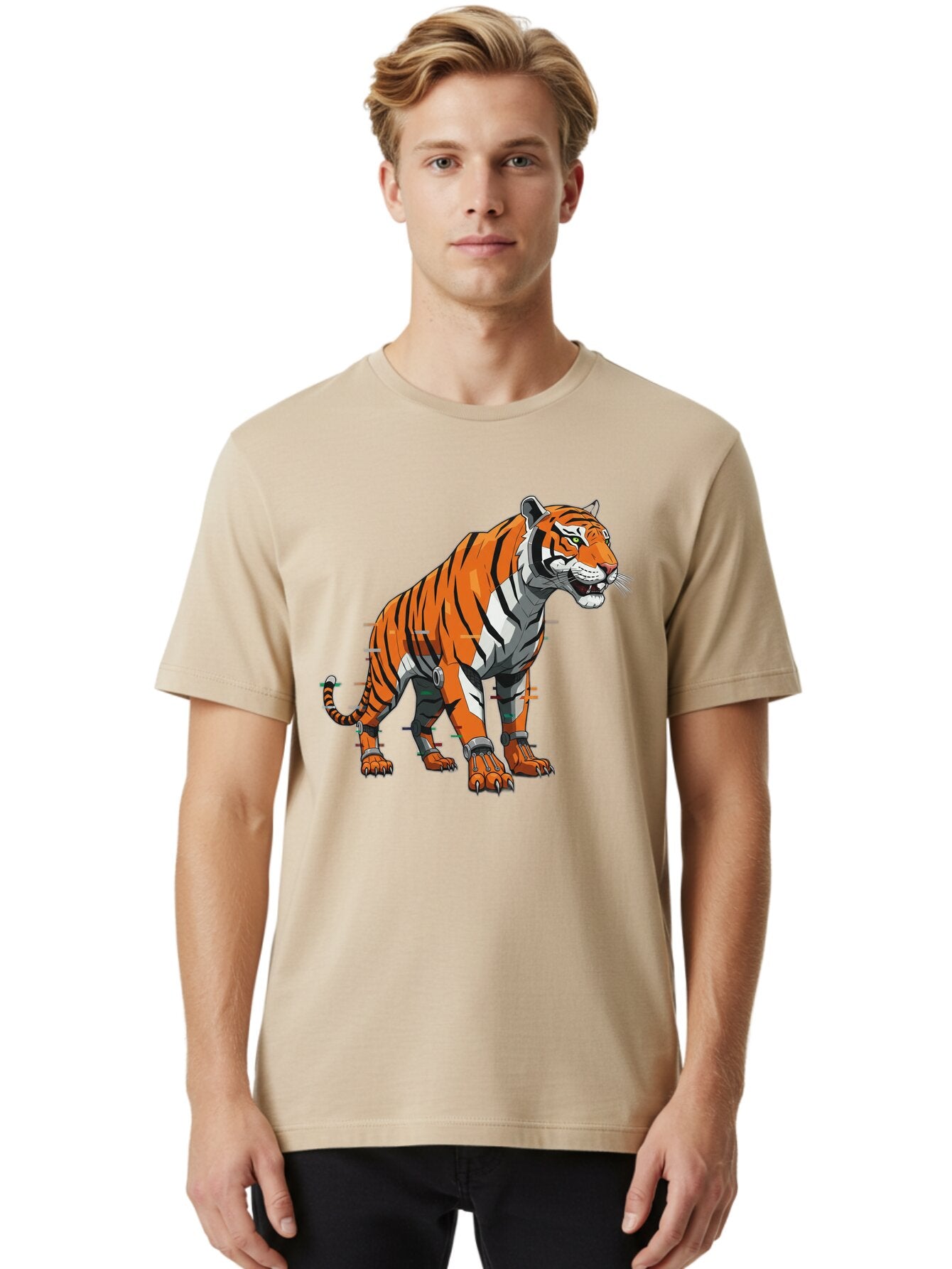 Cyborg-Tiger-5 Men'S Graphic Tee, 100% Cotton, Comfortable Casual Summer Wear, Machine Washable, Vintage Camera, Old Camera, Antique Camera, Black Camera, Classic Photography, Photography Equipment, Nostalgic Device, Film Camera, Camera Art Bap348 21