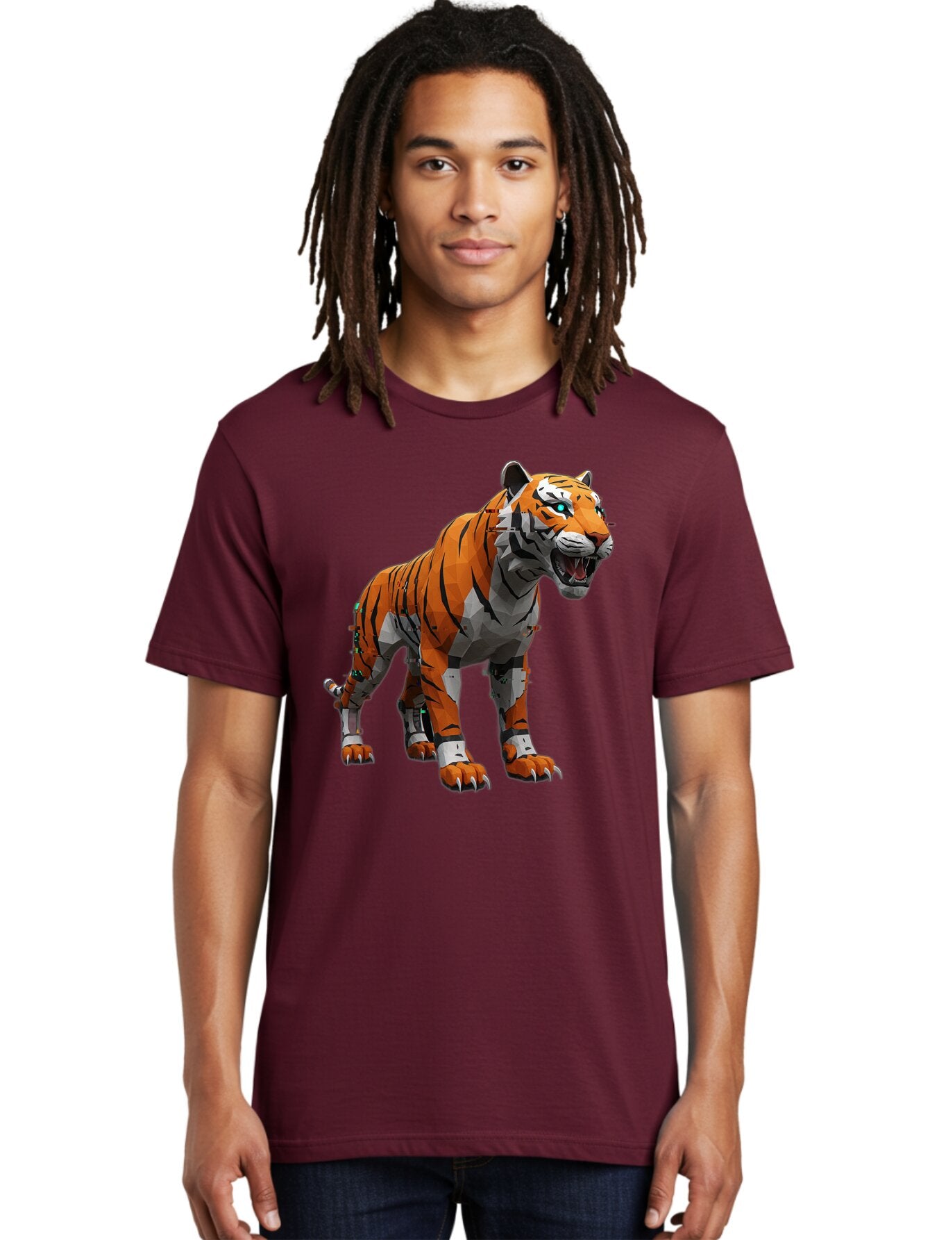 Cyborg-Tiger-6 Men'S Graphic Tee, 100% Cotton, Comfortable Casual Summer Wear, Machine Washable, Vintage Camera, Old Camera, Antique Camera, Black Camera, Classic Photography, Photography Equipment, Nostalgic Device, Film Camera, Camera Art Bap349 24