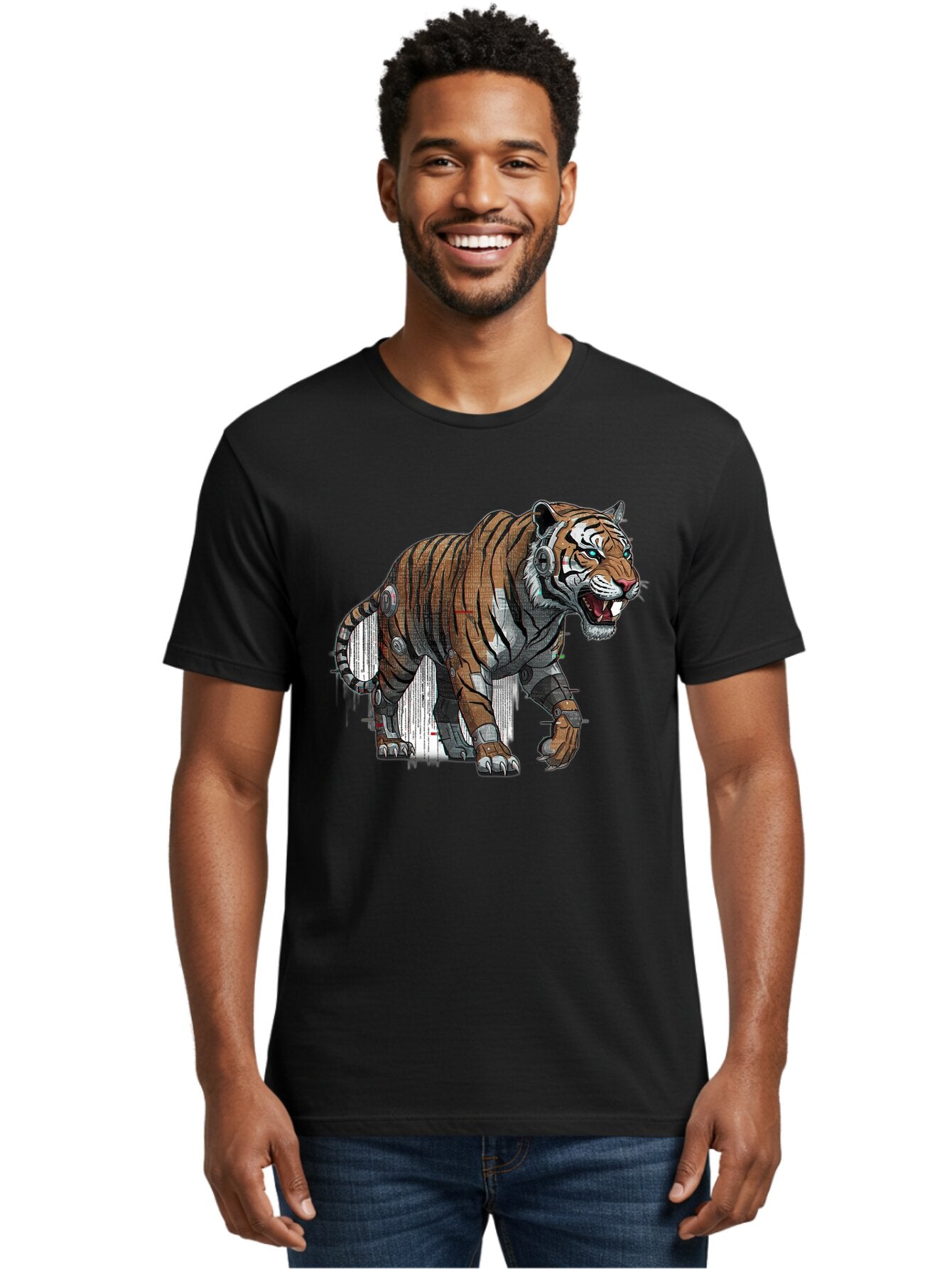 Cyborg-Tiger-7 Men'S Graphic Tee, 100% Cotton, Comfortable Casual Summer Wear, Machine Washable, Vintage Camera, Old Camera, Antique Camera, Black Camera, Classic Photography, Photography Equipment, Nostalgic Device, Film Camera, Camera Art Bap350 16