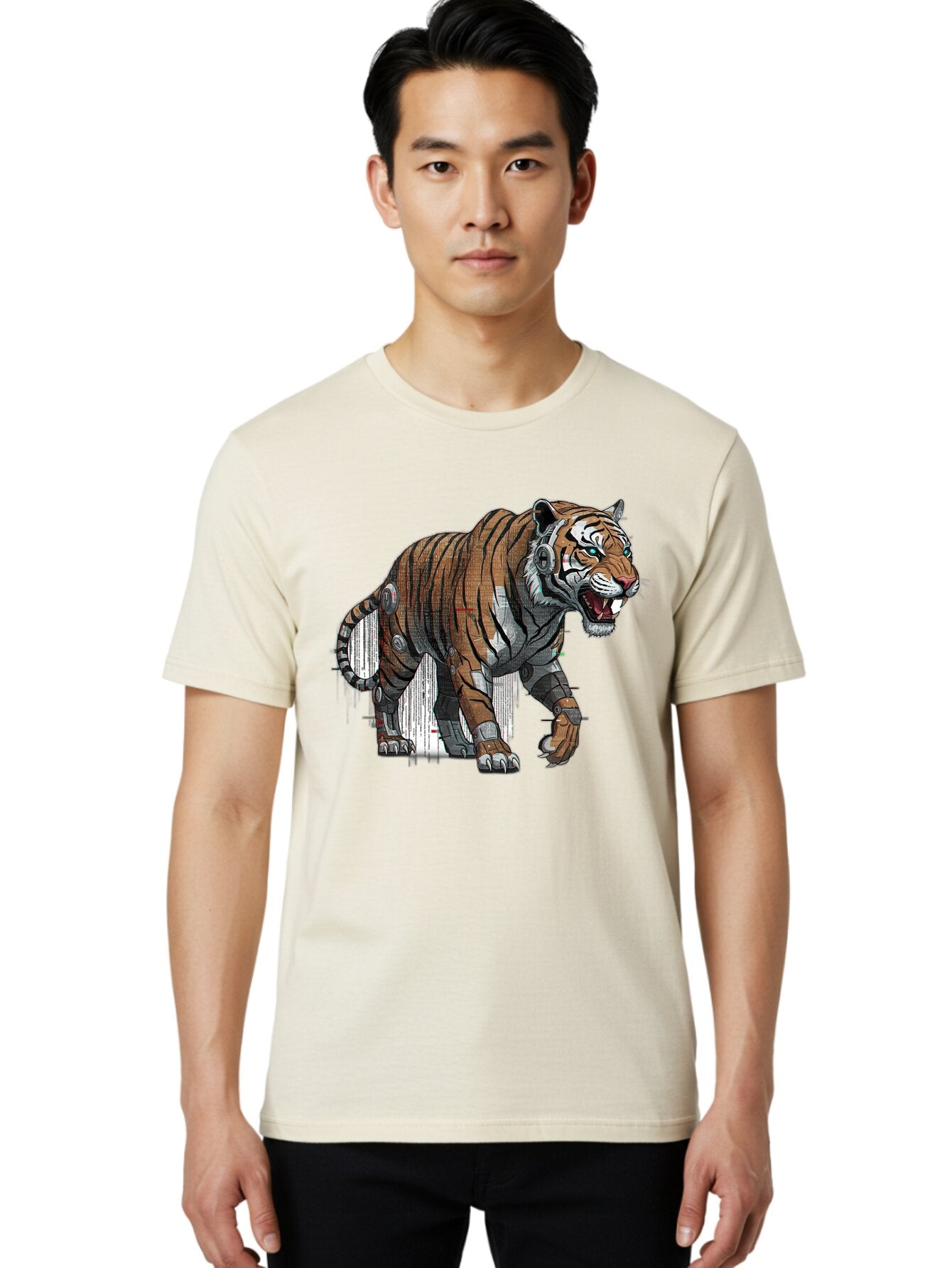 Cyborg-Tiger-7 Men'S Graphic Tee, 100% Cotton, Comfortable Casual Summer Wear, Machine Washable, Vintage Camera, Old Camera, Antique Camera, Black Camera, Classic Photography, Photography Equipment, Nostalgic Device, Film Camera, Camera Art Bap350 30