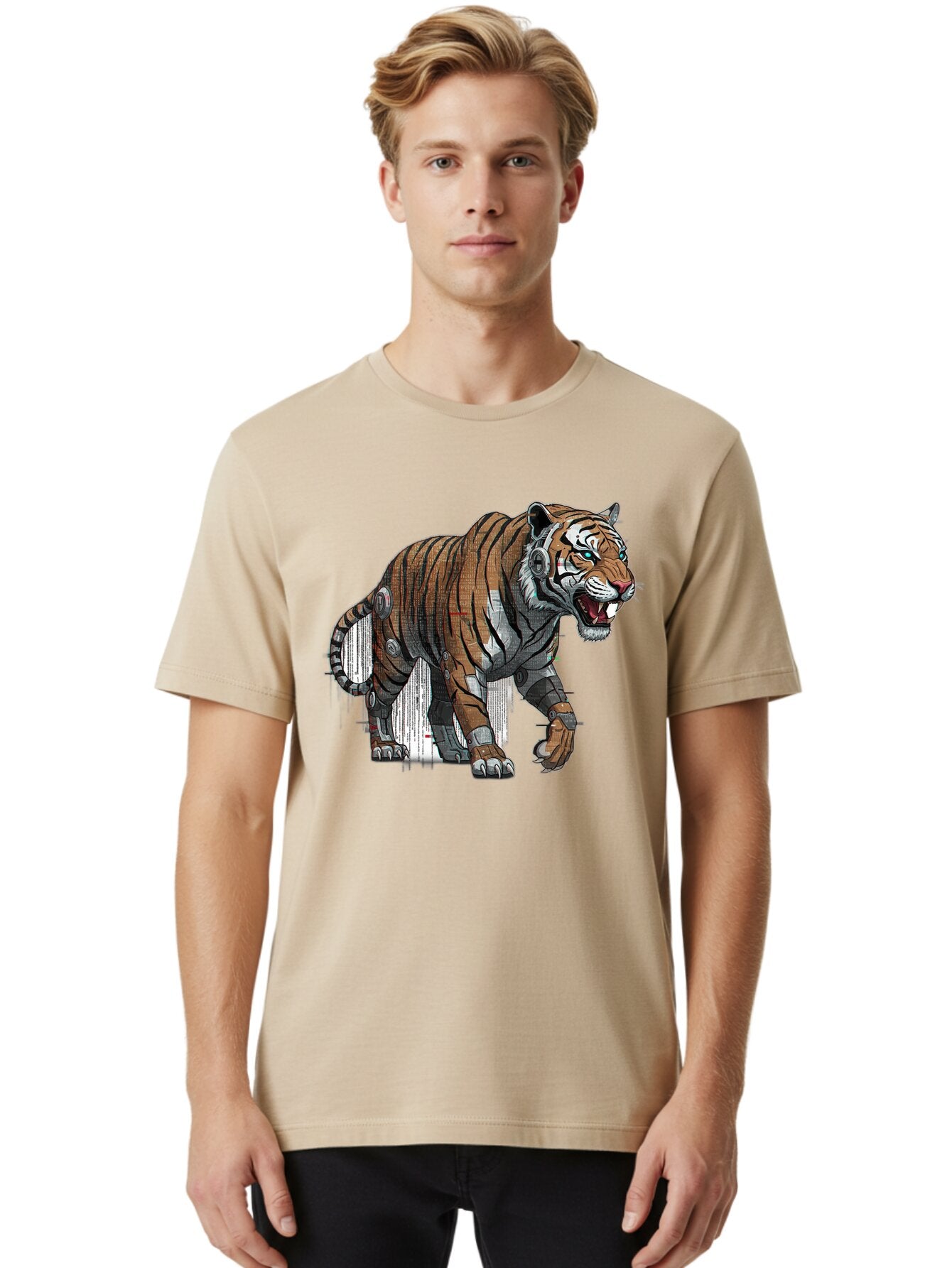 Cyborg-Tiger-7 Men'S Graphic Tee, 100% Cotton, Comfortable Casual Summer Wear, Machine Washable, Vintage Camera, Old Camera, Antique Camera, Black Camera, Classic Photography, Photography Equipment, Nostalgic Device, Film Camera, Camera Art Bap350 20