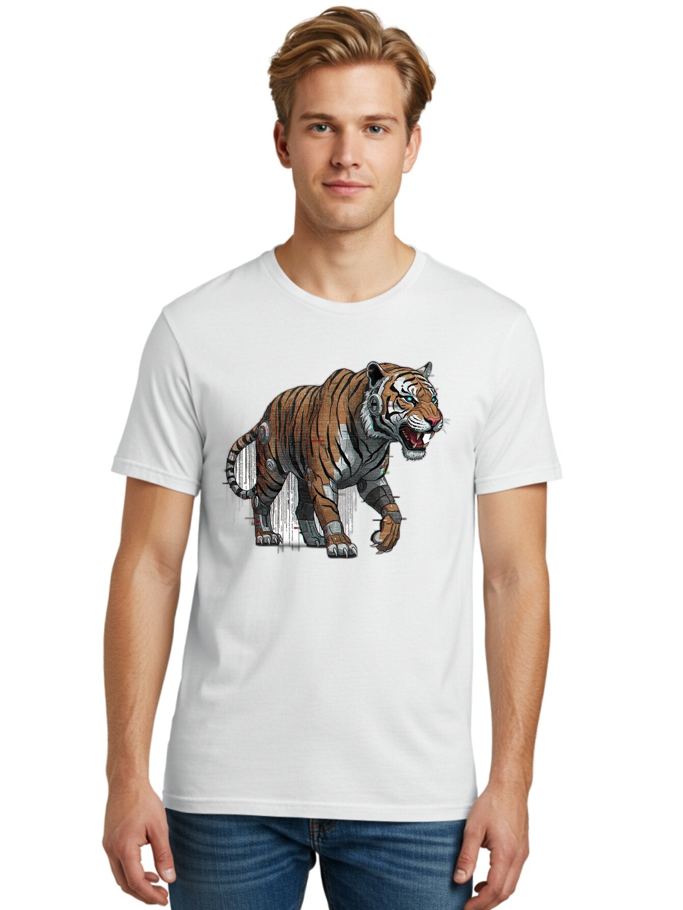 Cyborg-Tiger-7 Men'S Graphic Tee, 100% Cotton, Comfortable Casual Summer Wear, Machine Washable, Vintage Camera, Old Camera, Antique Camera, Black Camera, Classic Photography, Photography Equipment, Nostalgic Device, Film Camera, Camera Art Bap350 25