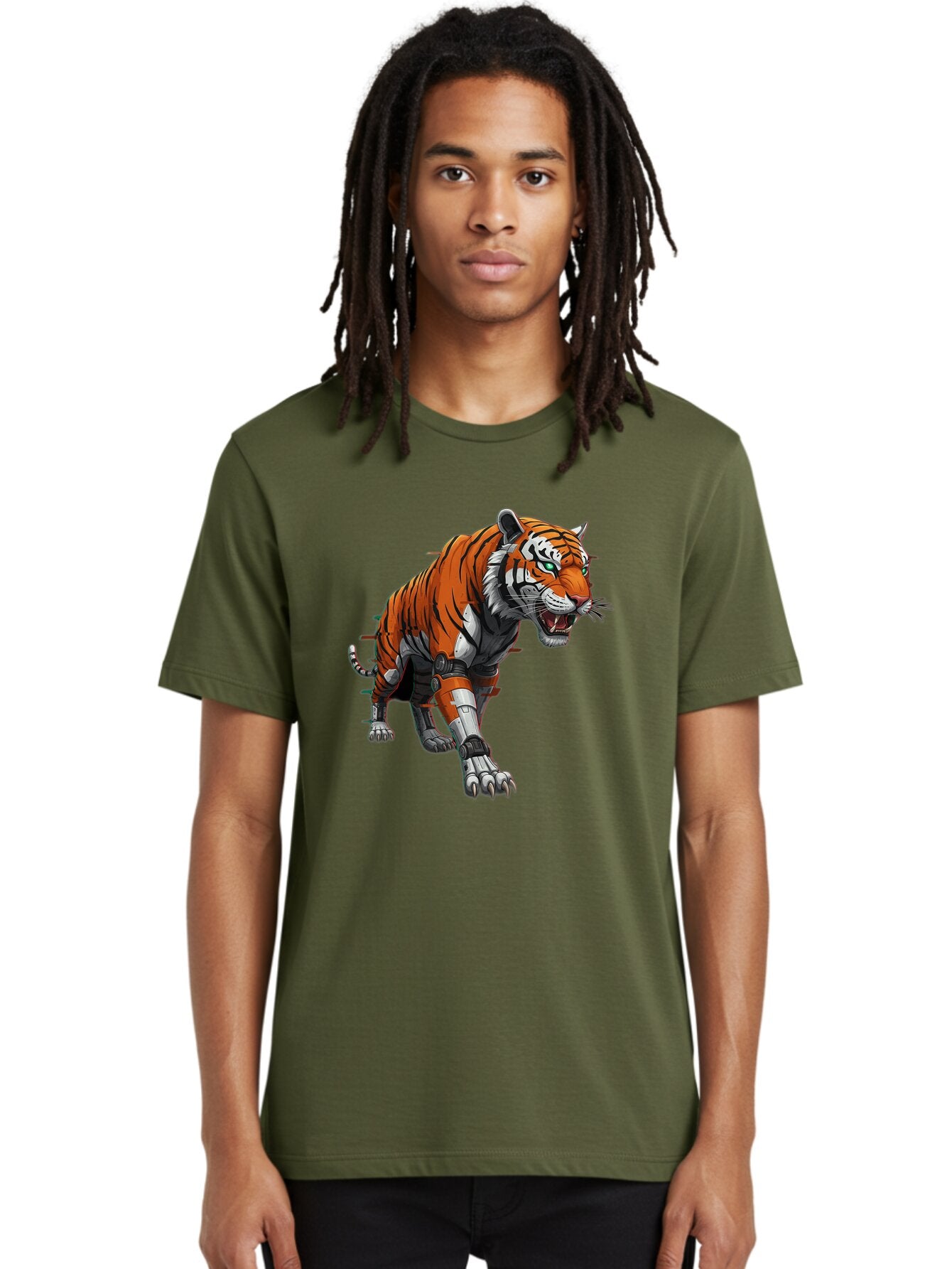 Cyborg-Tiger Men'S Graphic Tee, 100% Cotton, Comfortable Casual Summer Wear, Machine Washable, Vintage Camera, Old Camera, Antique Camera, Black Camera, Classic Photography, Photography Equipment, Nostalgic Device, Film Camera, Camera Art Bap351 18