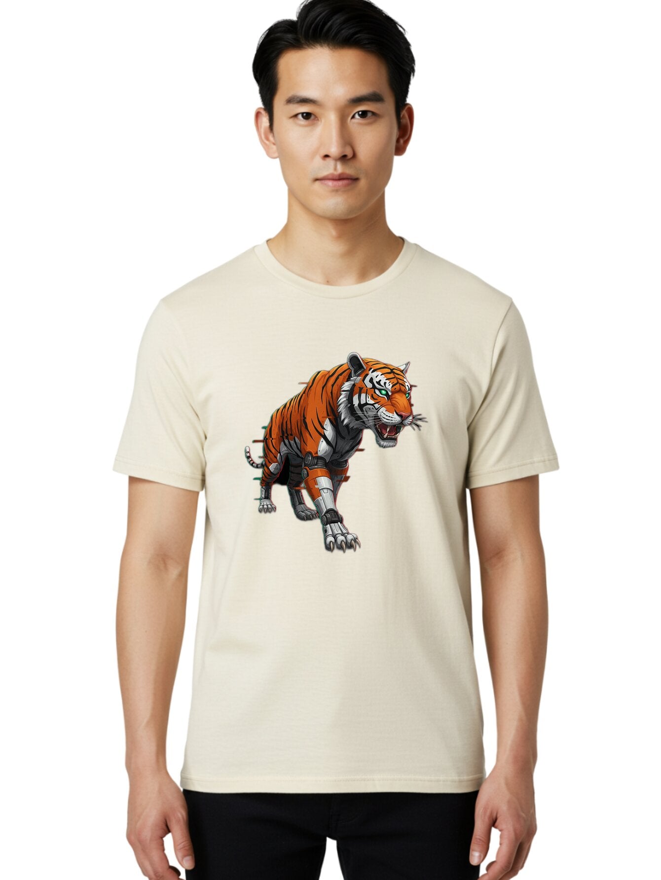 Cyborg-Tiger Men'S Graphic Tee, 100% Cotton, Comfortable Casual Summer Wear, Machine Washable, Vintage Camera, Old Camera, Antique Camera, Black Camera, Classic Photography, Photography Equipment, Nostalgic Device, Film Camera, Camera Art Bap351 29
