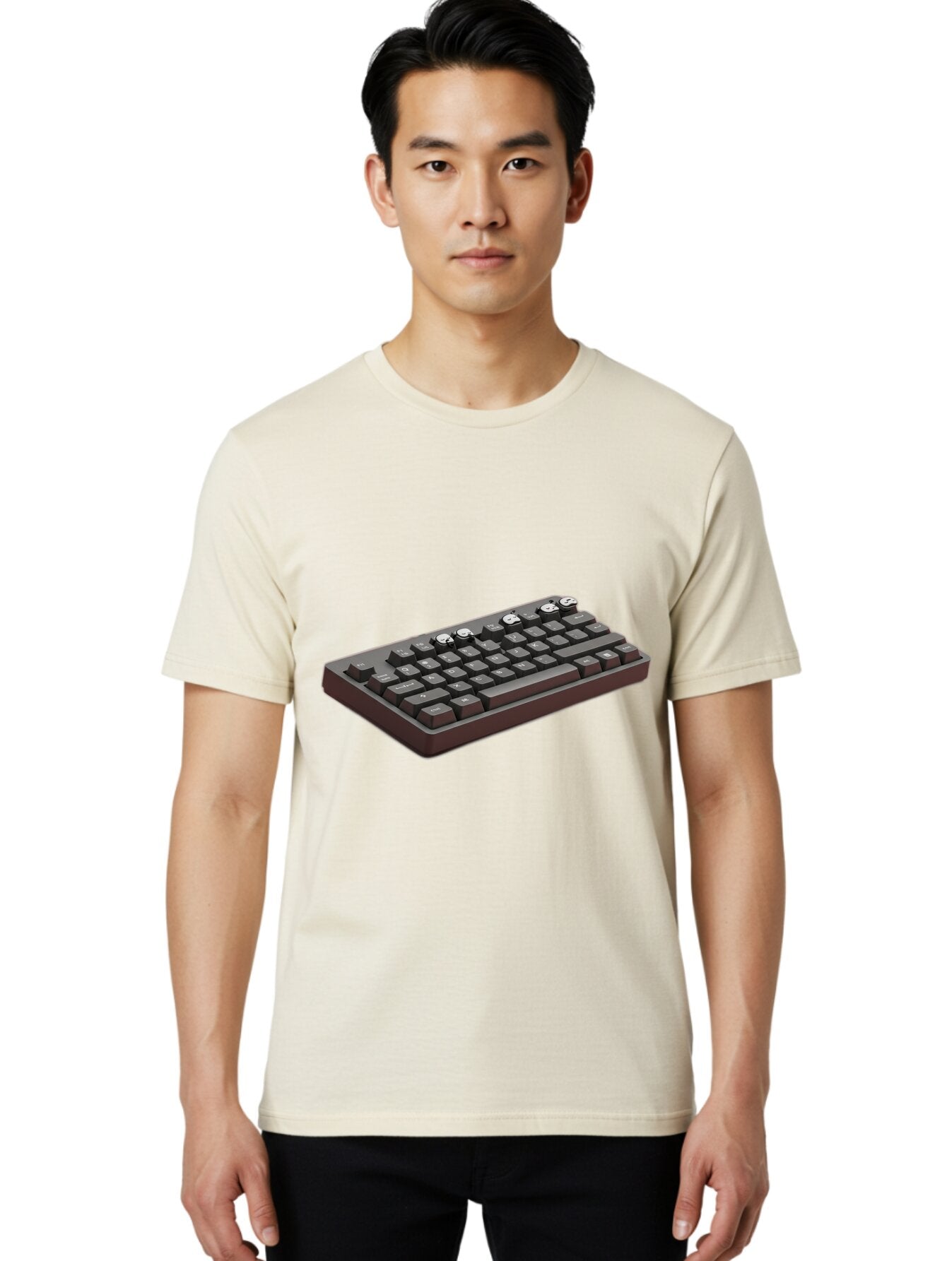 Dark-Keyboard Men'S Graphic Tee, 100% Cotton, Comfortable Casual Summer Wear, Machine Washable, Vintage Camera, Old Camera, Antique Camera, Black Camera, Classic Photography, Photography Equipment, Nostalgic Device, Film Camera, Camera Art Bap354 24