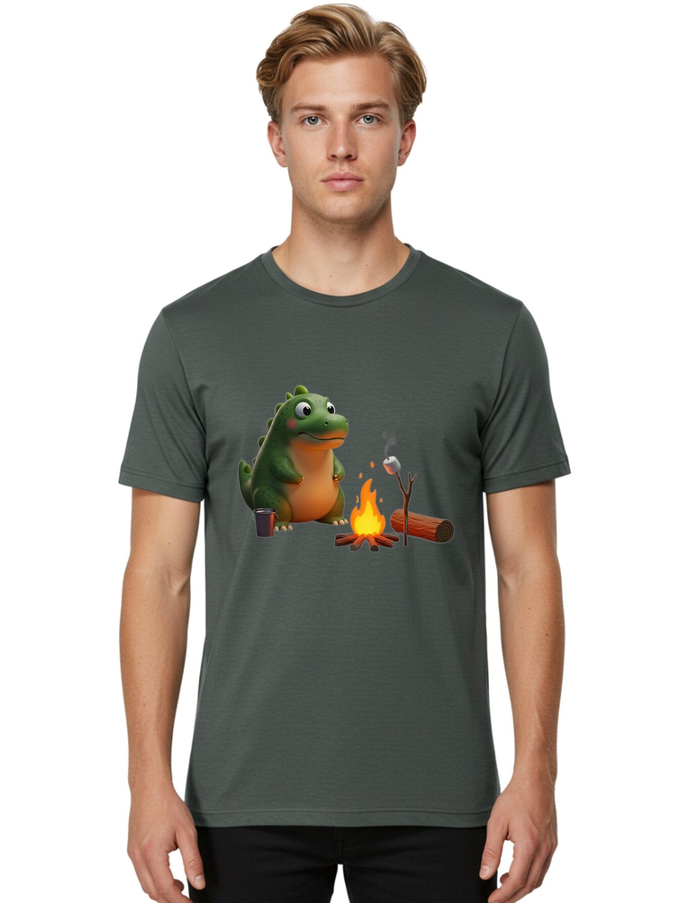 Dino-Roasting-Marshmallow Men'S Graphic Tee, 100% Cotton, Comfortable Casual Summer Wear, Machine Washable, Vintage Camera, Old Camera, Antique Camera, Black Camera, Classic Photography, Photography Equipment, Nostalgic Device, Film Camera, Bap369 30