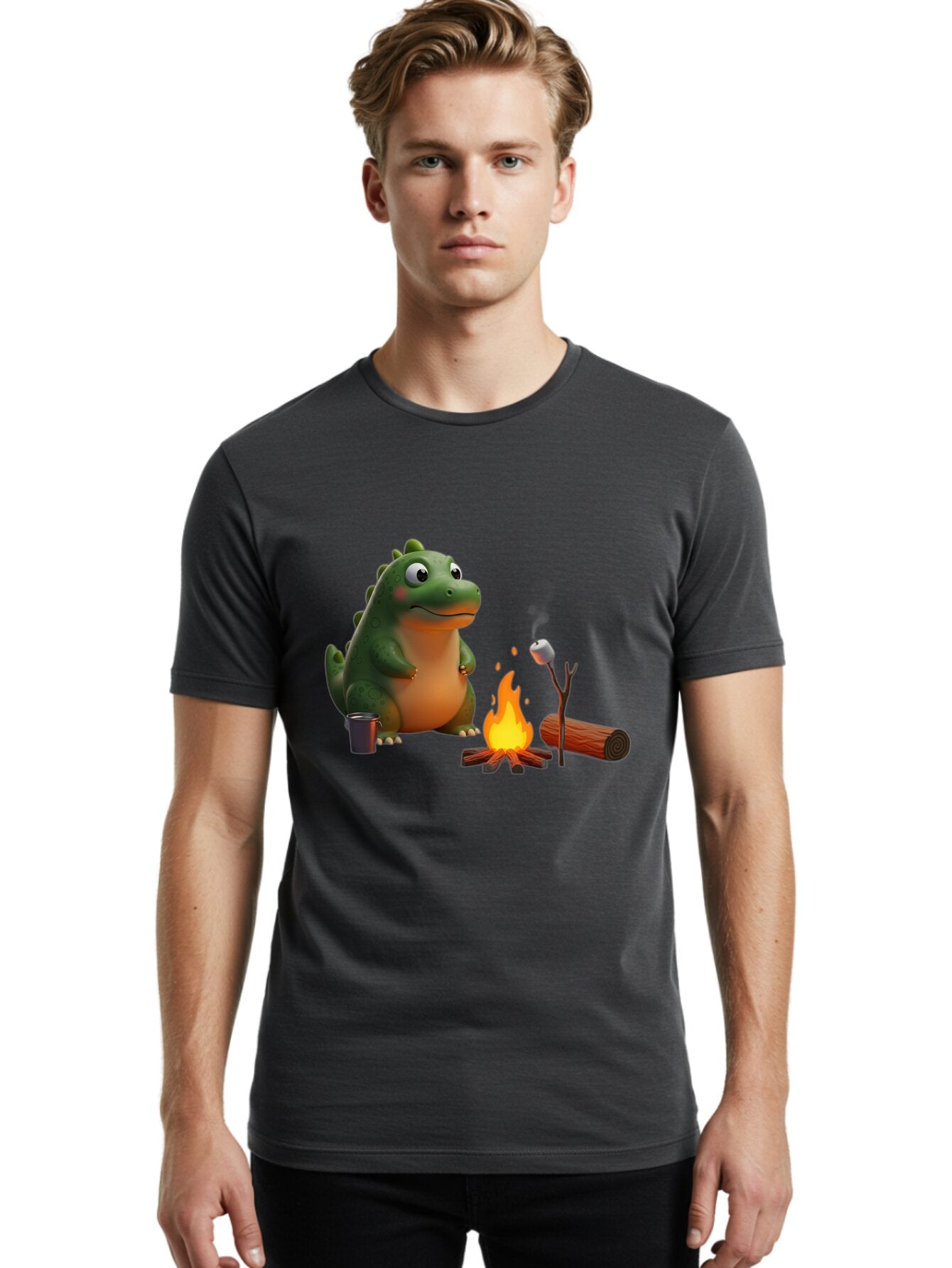 Dino-Roasting-Marshmallow Men'S Graphic Tee, 100% Cotton, Comfortable Casual Summer Wear, Machine Washable, Vintage Camera, Old Camera, Antique Camera, Black Camera, Classic Photography, Photography Equipment, Nostalgic Device, Film Camera, Bap369 23