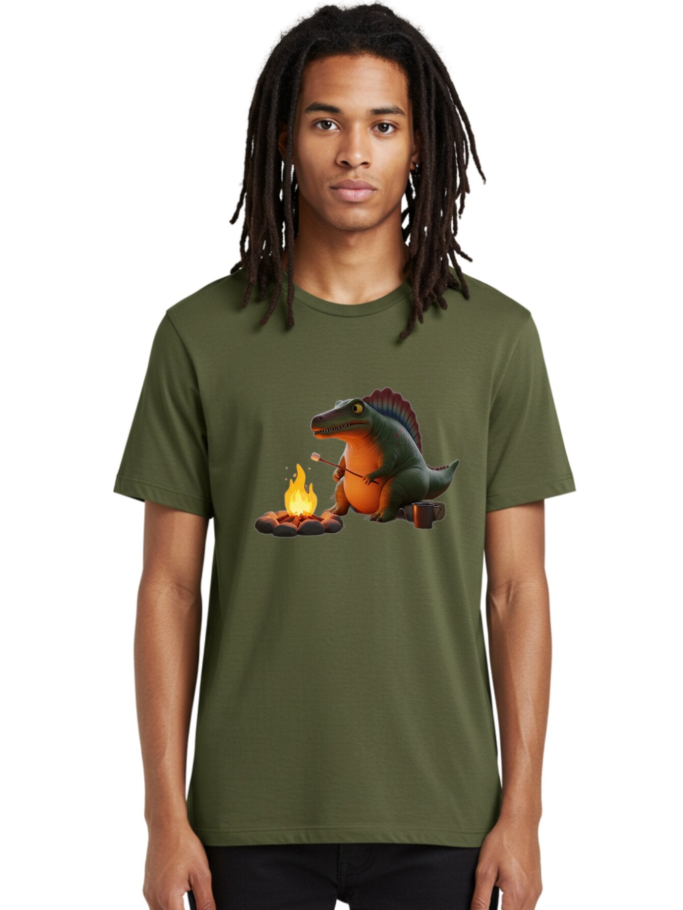 Dinosaur-Camping Men'S Graphic Tee, 100% Cotton, Comfortable Casual Summer Wear, Machine Washable, Vintage Camera, Old Camera, Antique Camera, Black Camera, Classic Photography, Photography Equipment, Nostalgic Device, Film Camera, Camera Art Bap370 20