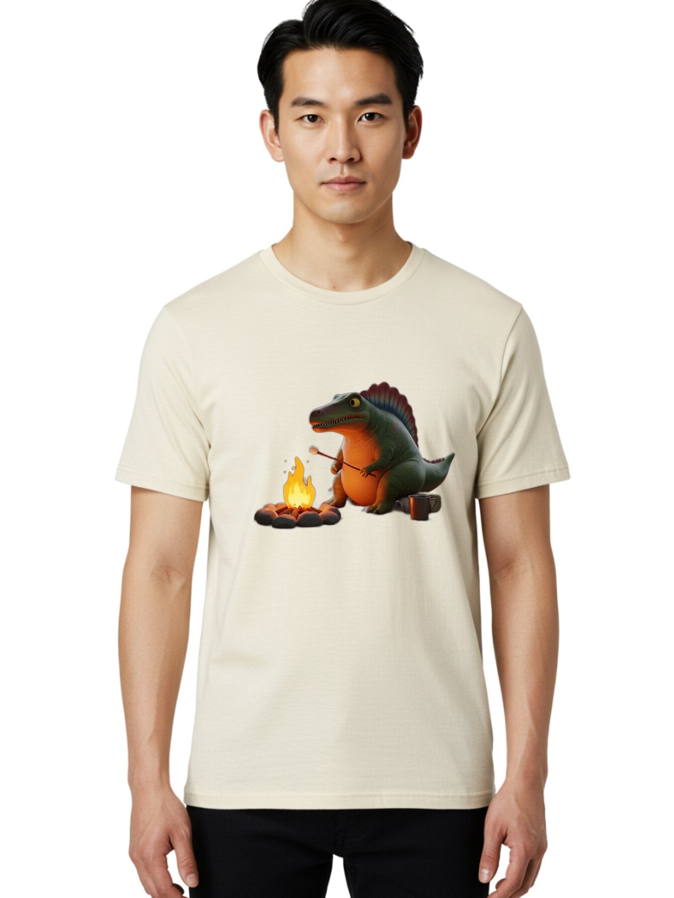 Dinosaur-Camping Men'S Graphic Tee, 100% Cotton, Comfortable Casual Summer Wear, Machine Washable, Vintage Camera, Old Camera, Antique Camera, Black Camera, Classic Photography, Photography Equipment, Nostalgic Device, Film Camera, Camera Art Bap370 29
