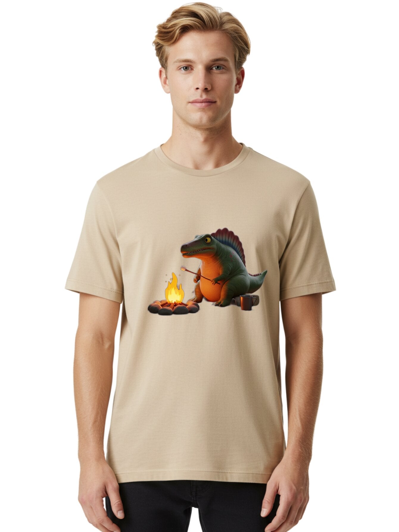Dinosaur-Camping Men'S Graphic Tee, 100% Cotton, Comfortable Casual Summer Wear, Machine Washable, Vintage Camera, Old Camera, Antique Camera, Black Camera, Classic Photography, Photography Equipment, Nostalgic Device, Film Camera, Camera Art Bap370 22