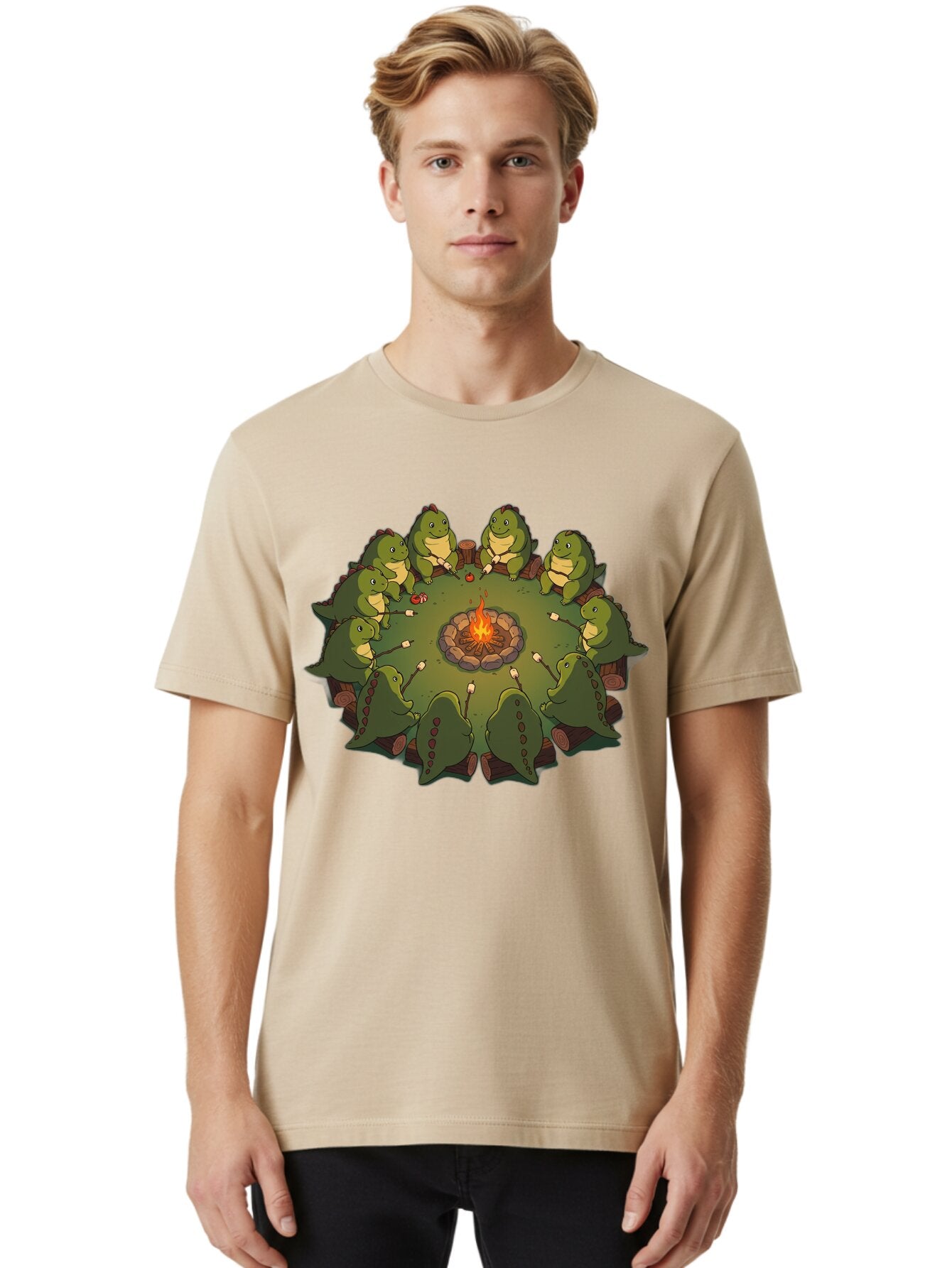 Dinosaurs-Around-Campfire Men'S Graphic Tee, 100% Cotton, Comfortable Casual Summer Wear, Machine Washable, Vintage Camera, Old Camera, Antique Camera, Black Camera, Classic Photography, Photography Equipment, Nostalgic Device, Film Camera, Bap372 25