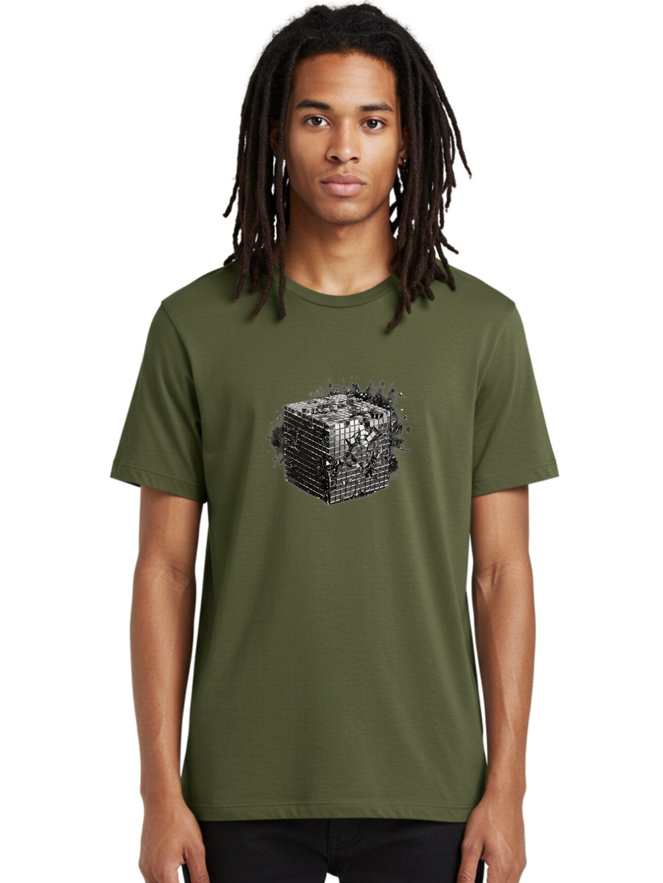 Disintegrating-Cube Men'S Graphic Tee, 100% Cotton, Comfortable Casual Summer Wear, Machine Washable, Vintage Camera, Old Camera, Antique Camera, Black Camera, Classic Photography, Photography Equipment, Nostalgic Device, Film Camera, Bap373 19