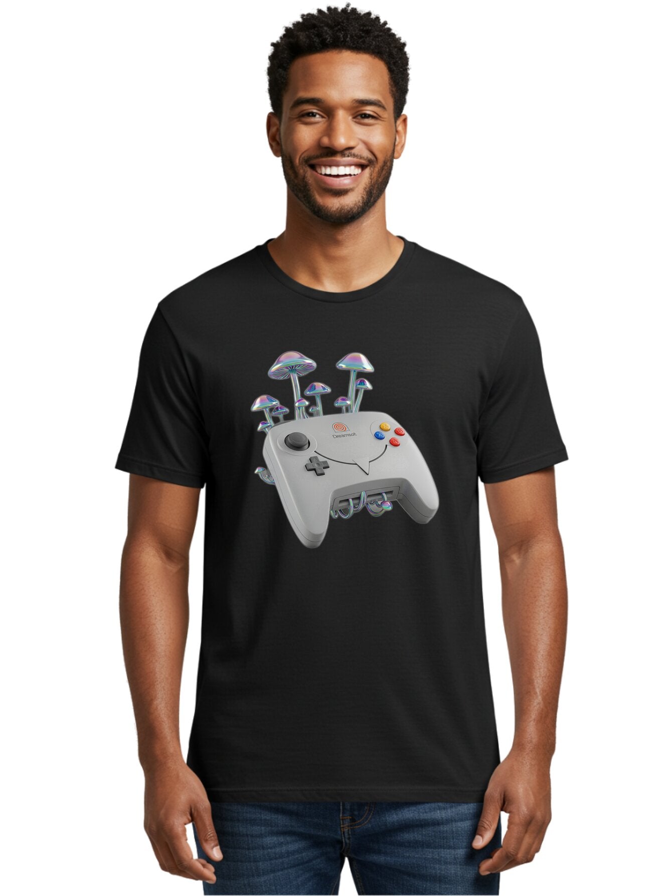 Dreamcast-Controller Men'S Graphic Tee, 100% Cotton, Comfortable Casual Summer Wear, Machine Washable, Vintage Camera, Old Camera, Antique Camera, Black Camera, Classic Photography, Photography Equipment, Nostalgic Device, Film Camera, Bap376 16