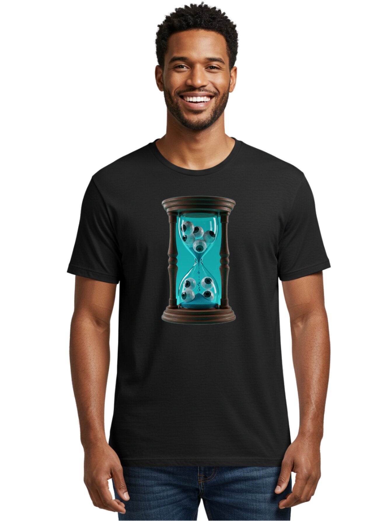 Eyeballs-In-Hourglass Men'S Graphic Tee, 100% Cotton, Comfortable Casual Summer Wear, Machine Washable, Vintage Camera, Old Camera, Antique Camera, Black Camera, Classic Photography, Photography Equipment, Nostalgic Device, Film Camera, Bap390 17