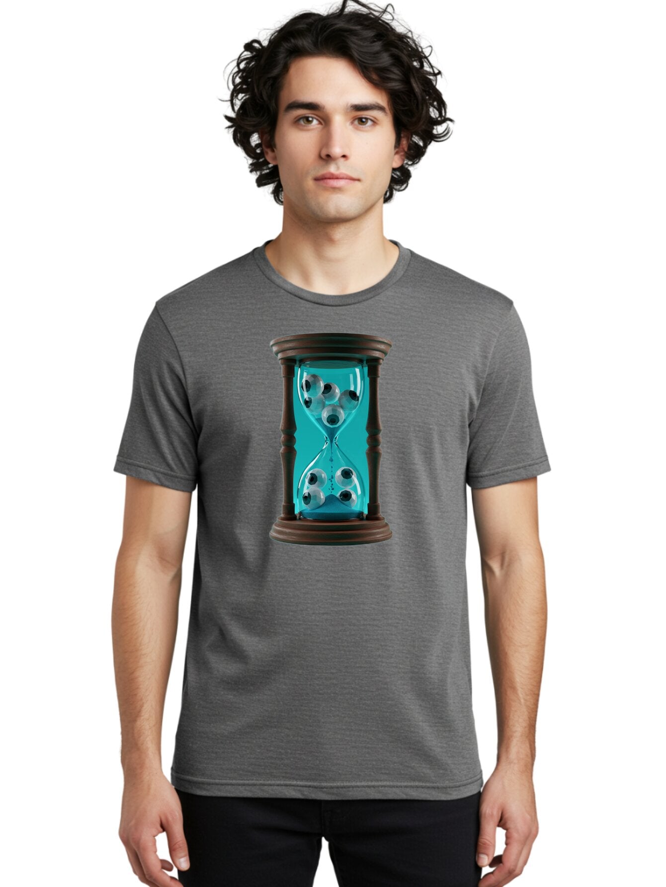 Eyeballs-In-Hourglass Men'S Graphic Tee, 100% Cotton, Comfortable Casual Summer Wear, Machine Washable, Vintage Camera, Old Camera, Antique Camera, Black Camera, Classic Photography, Photography Equipment, Nostalgic Device, Film Camera, Bap390 28