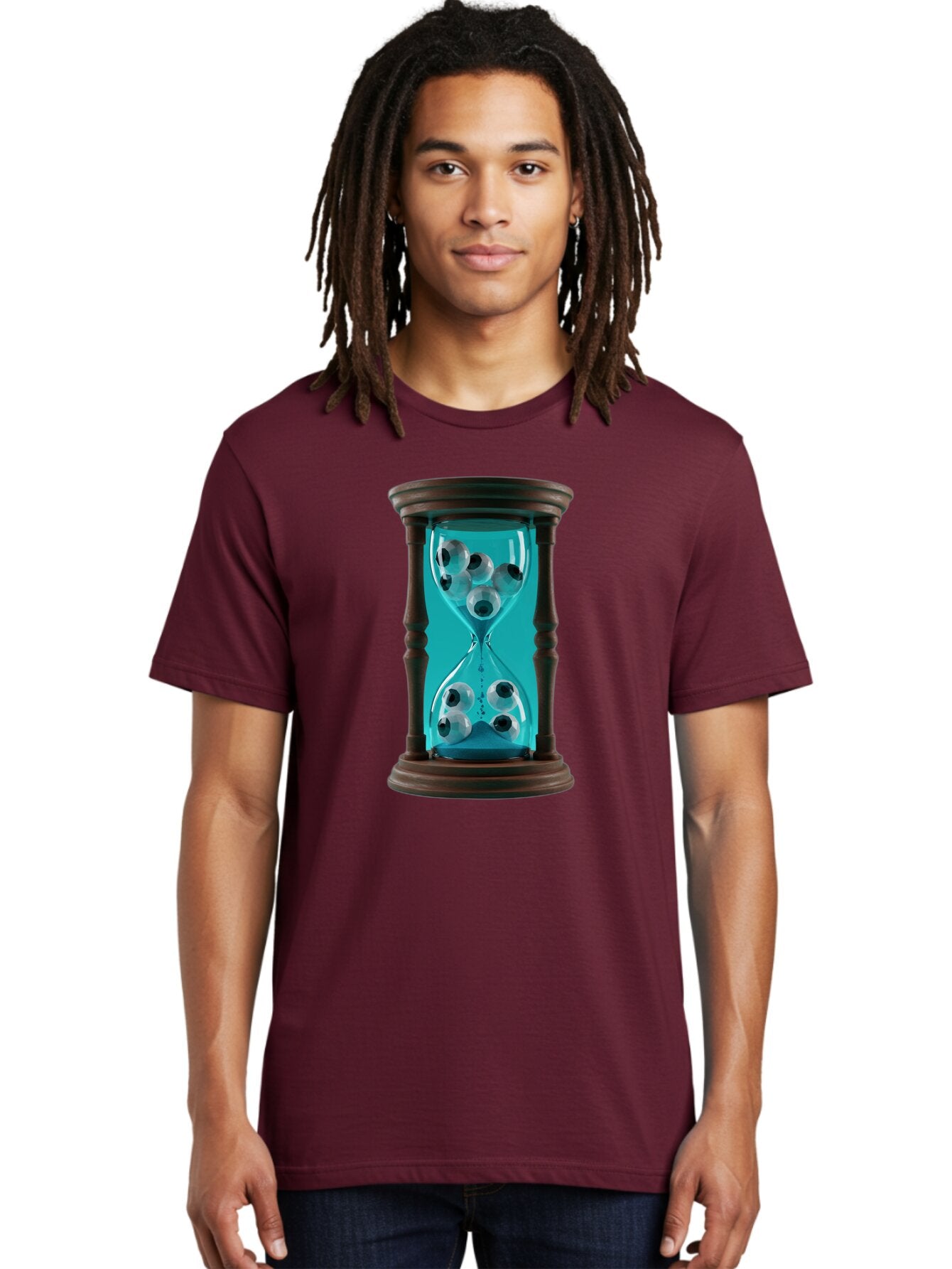 Eyeballs-In-Hourglass Men'S Graphic Tee, 100% Cotton, Comfortable Casual Summer Wear, Machine Washable, Vintage Camera, Old Camera, Antique Camera, Black Camera, Classic Photography, Photography Equipment, Nostalgic Device, Film Camera, Bap390 24
