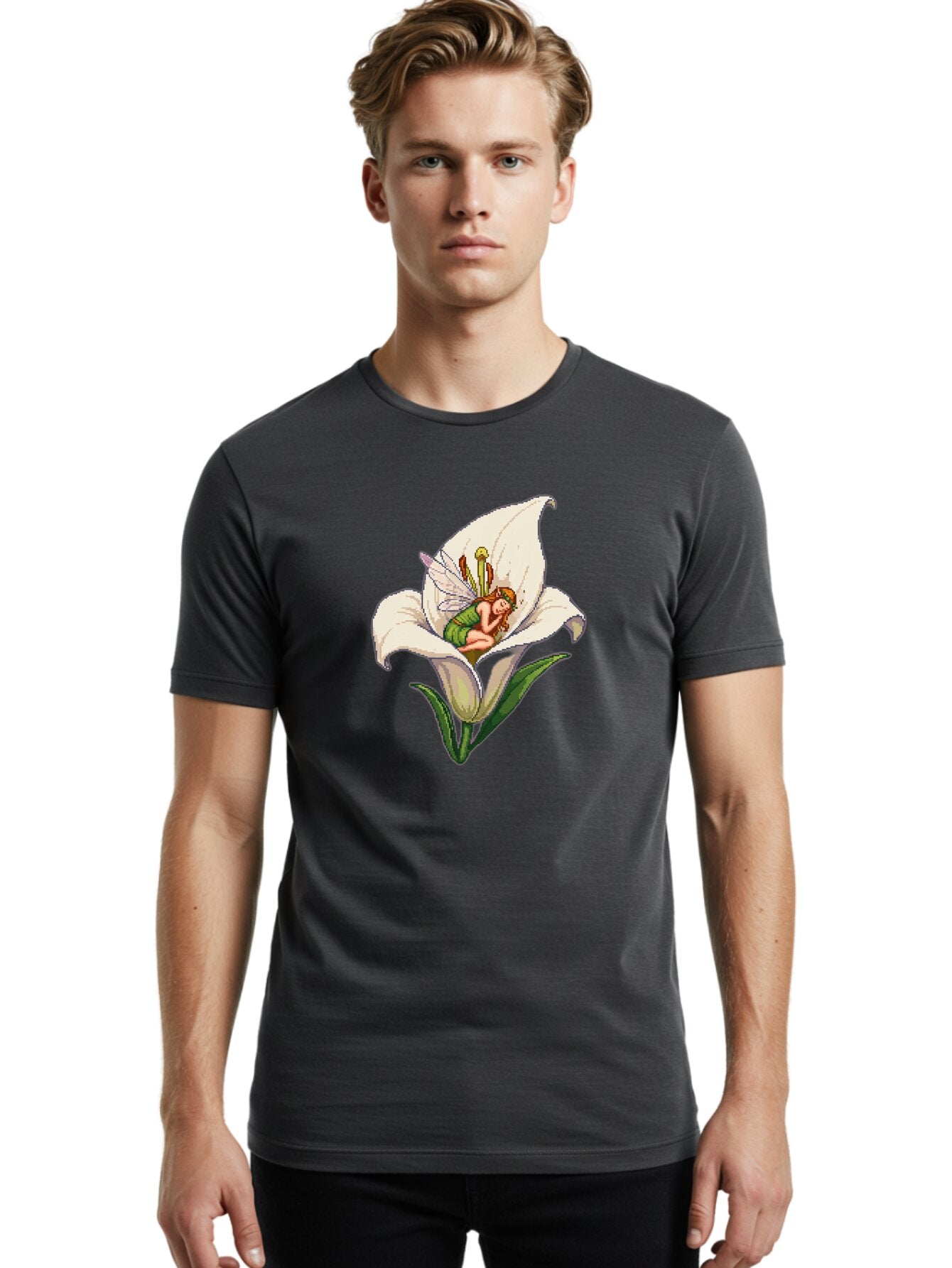 Fairy-In-Lily-1 Men'S Graphic Tee, 100% Cotton, Comfortable Casual Summer Wear, Machine Washable, Vintage Camera, Old Camera, Antique Camera, Black Camera, Classic Photography, Photography Equipment, Nostalgic Device, Film Camera, Camera Art Bap396 25