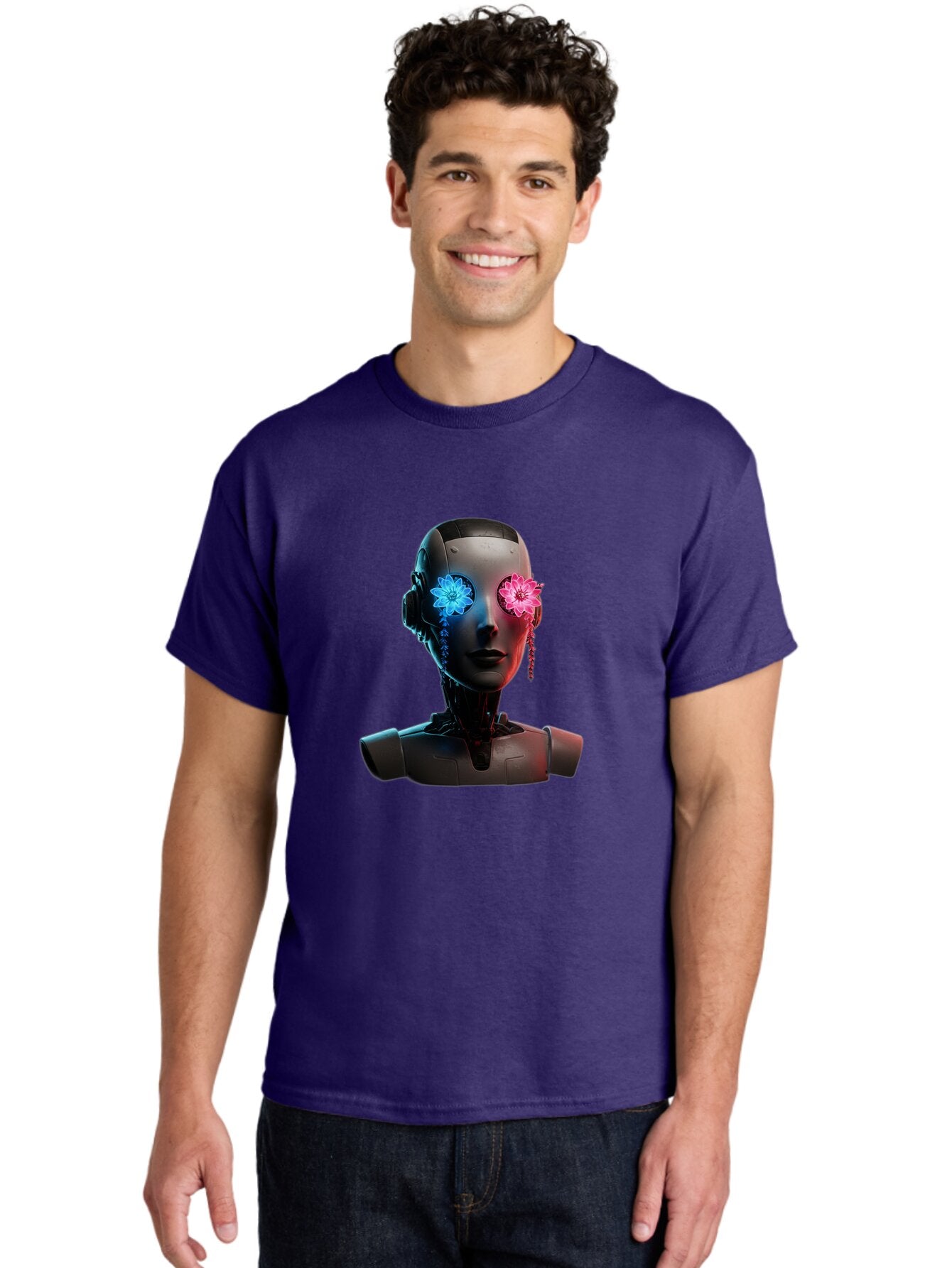 Female-Robot-Head Men'S Graphic Tee, 100% Cotton, Comfortable Casual Summer Wear, Machine Washable, Vintage Camera, Old Camera, Antique Camera, Black Camera, Classic Photography, Photography Equipment, Nostalgic Device, Film Camera, Camera Art Bap411 30