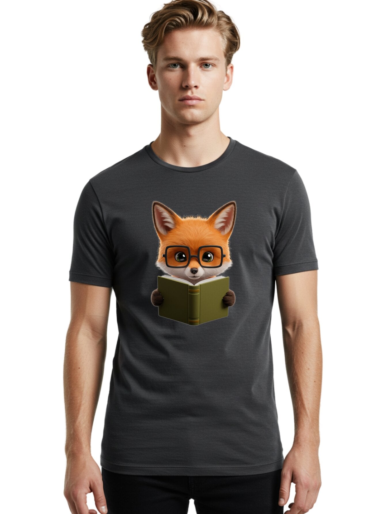 Fox-Reading-Book Men'S Graphic Tee, 100% Cotton, Comfortable Casual Summer Wear, Machine Washable, Vintage Camera, Old Camera, Antique Camera, Black Camera, Classic Photography, Photography Equipment, Nostalgic Device, Film Camera, Camera Art Bap430 22