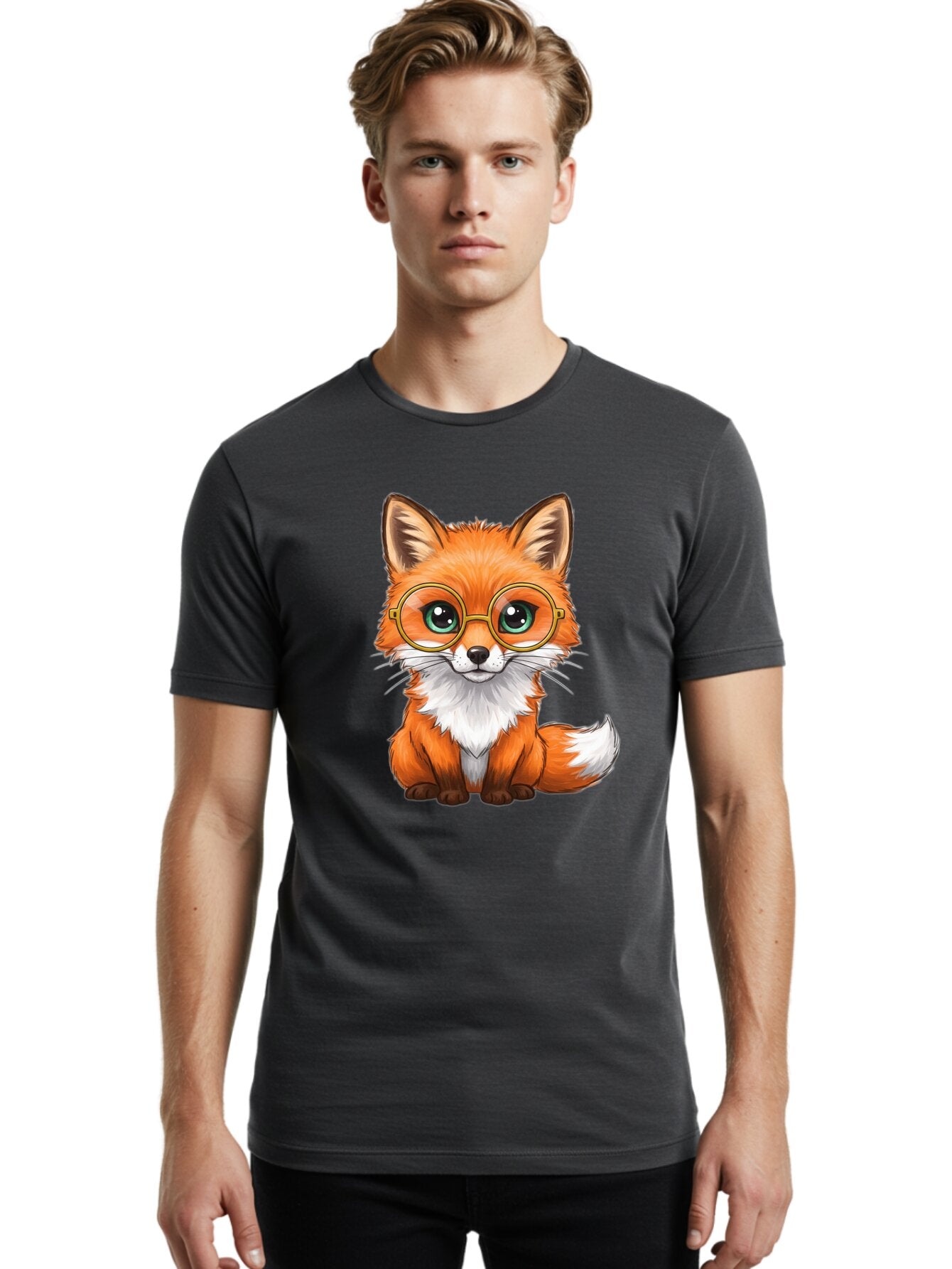 Fox-With-Glasses-1 Men'S Graphic Tee, 100% Cotton, Comfortable Casual Summer Wear, Machine Washable, Vintage Camera, Old Camera, Antique Camera, Black Camera, Classic Photography, Photography Equipment, Nostalgic Device, Film Camera, Bap433 16