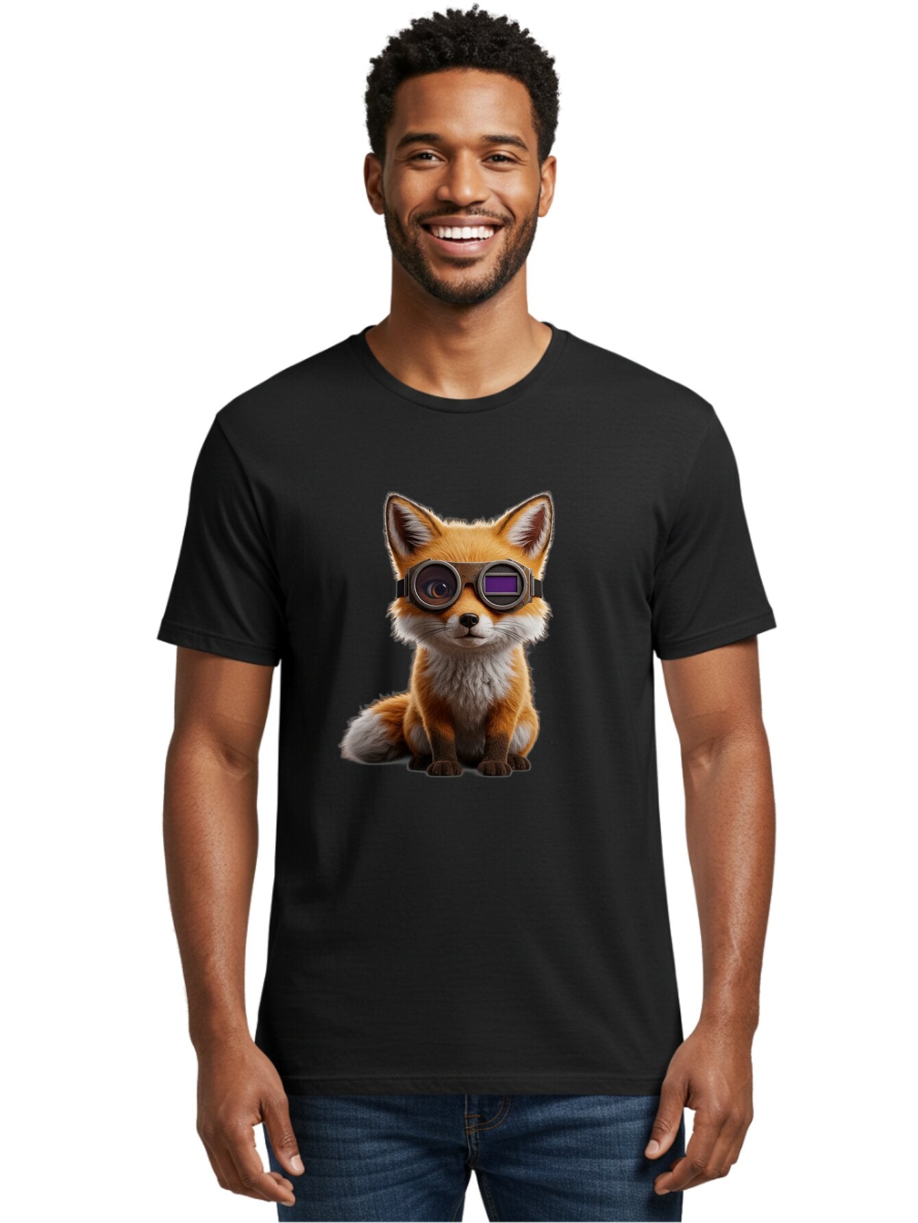 Fox-With-Goggles-1 Men'S Graphic Tee, 100% Cotton, Comfortable Casual Summer Wear, Machine Washable, Vintage Camera, Old Camera, Antique Camera, Black Camera, Classic Photography, Photography Equipment, Nostalgic Device, Film Camera, Bap435 24