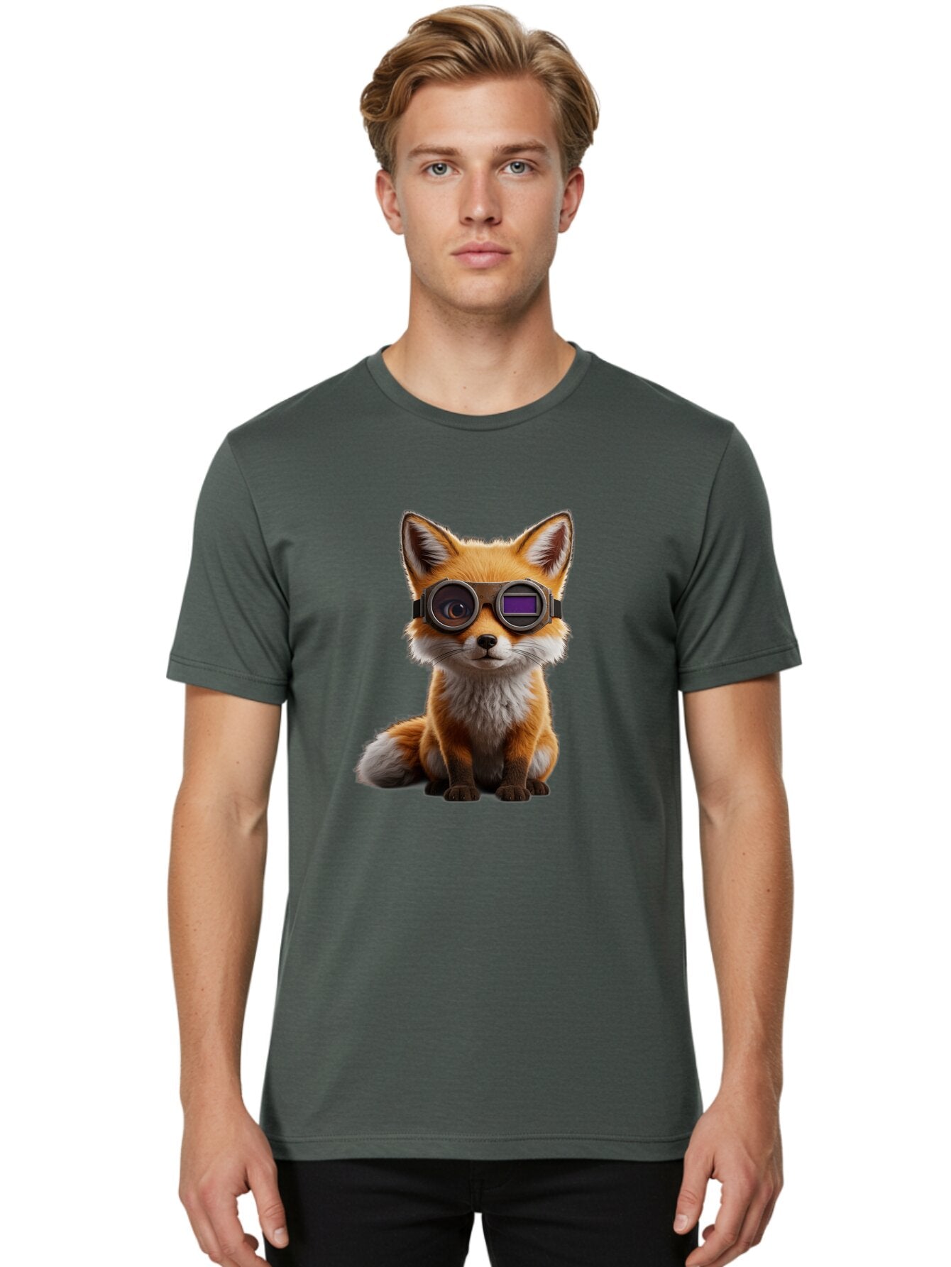Fox-With-Goggles-1 Men'S Graphic Tee, 100% Cotton, Comfortable Casual Summer Wear, Machine Washable, Vintage Camera, Old Camera, Antique Camera, Black Camera, Classic Photography, Photography Equipment, Nostalgic Device, Film Camera, Bap435 29