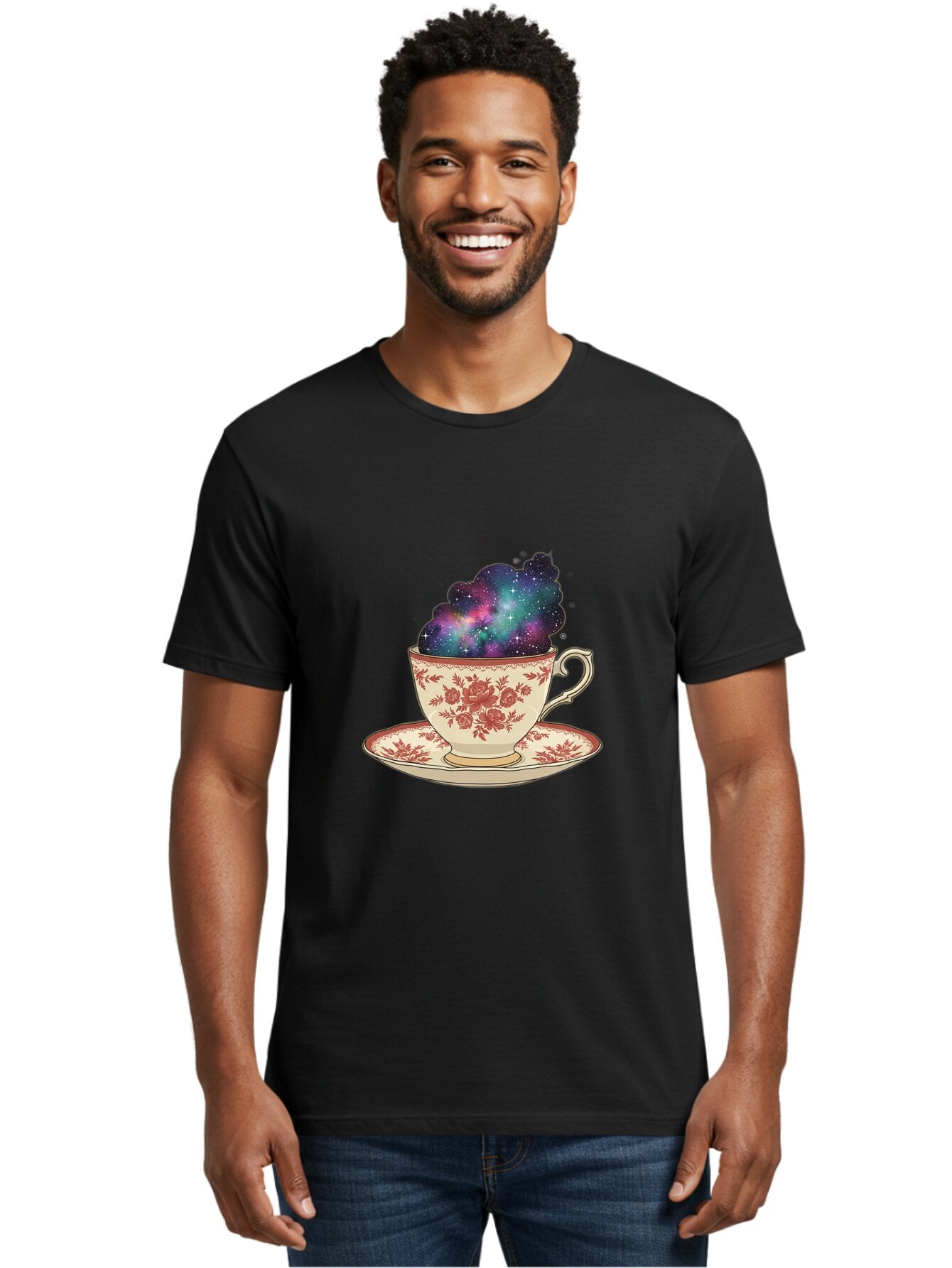 Galaxy-Tea-Cup-2 Men'S Graphic Tee, 100% Cotton, Comfortable Casual Summer Wear, Machine Washable, Vintage Camera, Old Camera, Antique Camera, Black Camera, Classic Photography, Photography Equipment, Nostalgic Device, Film Camera, Camera Art Bap463 20