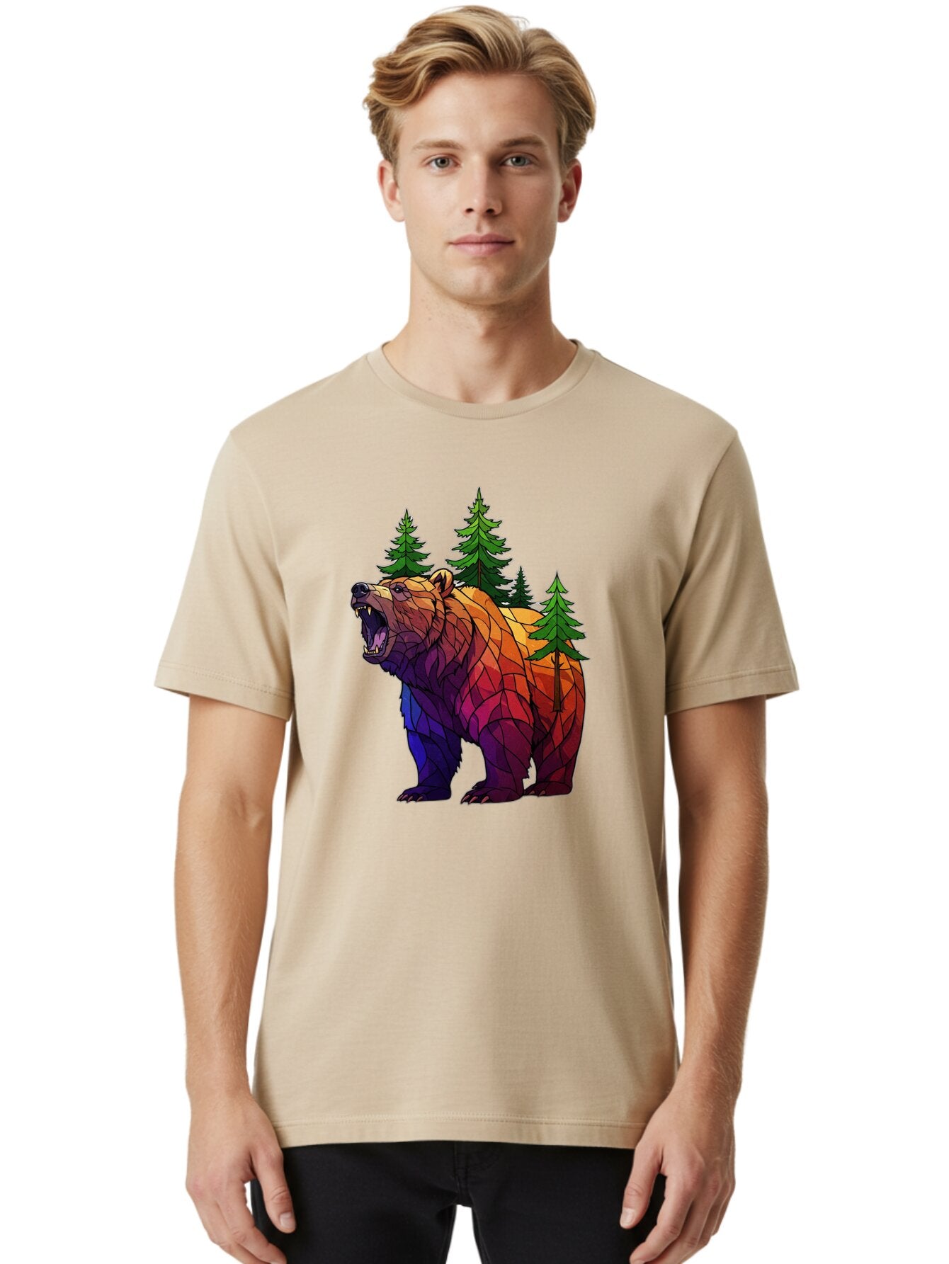 Geometric-Bear Men'S Graphic Tee, 100% Cotton, Comfortable Casual Summer Wear, Machine Washable, Vintage Camera, Old Camera, Antique Camera, Black Camera, Classic Photography, Photography Equipment, Nostalgic Device, Film Camera, Camera Art Bap474 25