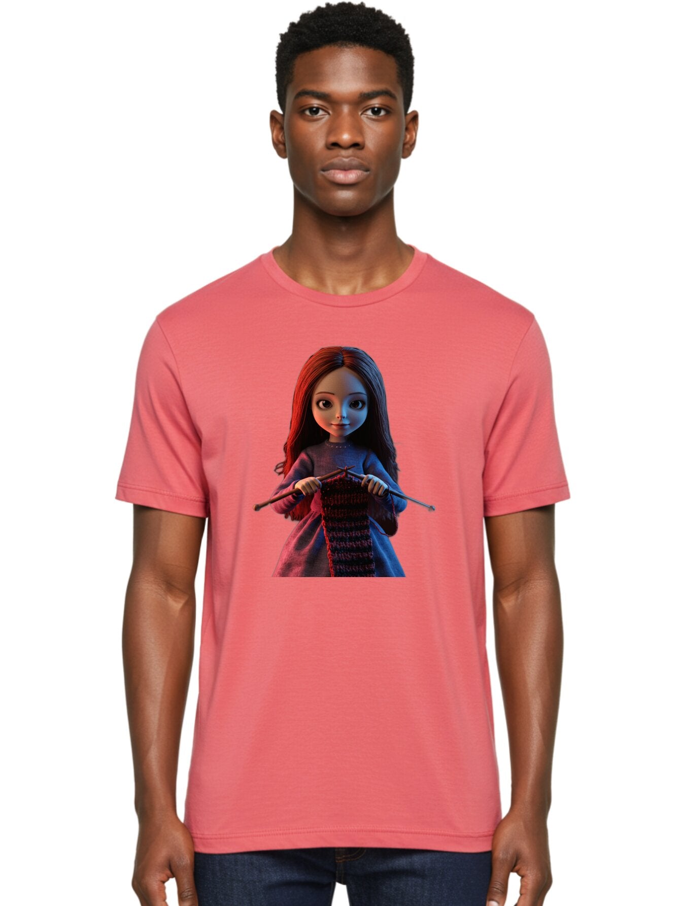 Girl-Knitting-1 Men'S Graphic Tee, 100% Cotton, Comfortable Casual Summer Wear, Machine Washable, Vintage Camera, Old Camera, Antique Camera, Black Camera, Classic Photography, Photography Equipment, Nostalgic Device, Film Camera, Camera Art Bap497 21