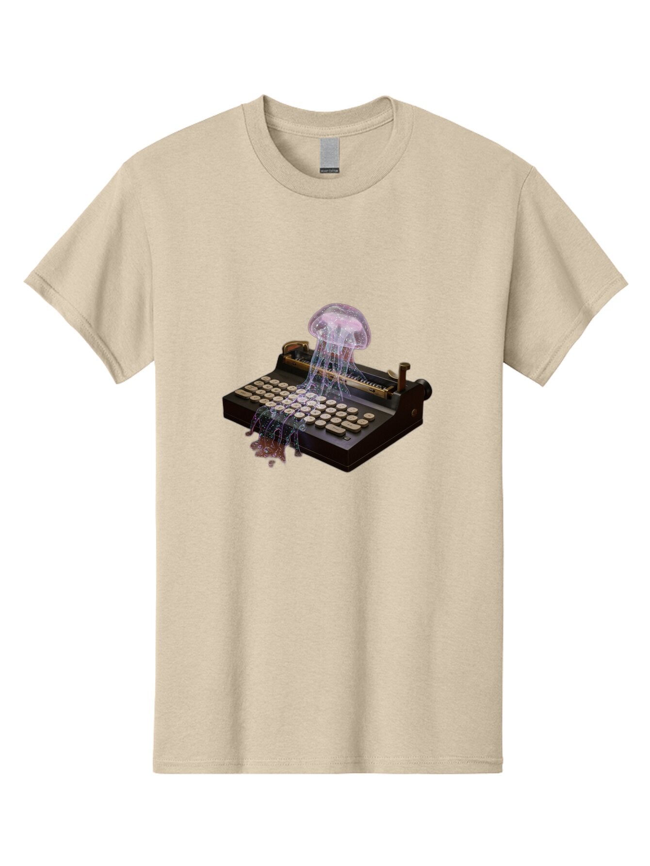 Jellyfish-Typewriter Men'S Graphic Tee, 100% Cotton, Comfortable Casual Summer Wear, Machine Washable, Vintage Camera, Old Camera, Antique Camera, Black Camera, Classic Photography, Photography Equipment, Nostalgic Device, Film Camera, Bap625