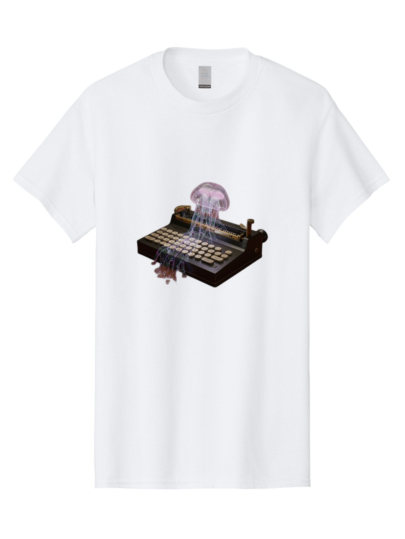 Jellyfish-Typewriter Men'S Graphic Tee, 100% Cotton, Comfortable Casual Summer Wear, Machine Washable, Vintage Camera, Old Camera, Antique Camera, Black Camera, Classic Photography, Photography Equipment, Nostalgic Device, Film Camera, Bap625 11