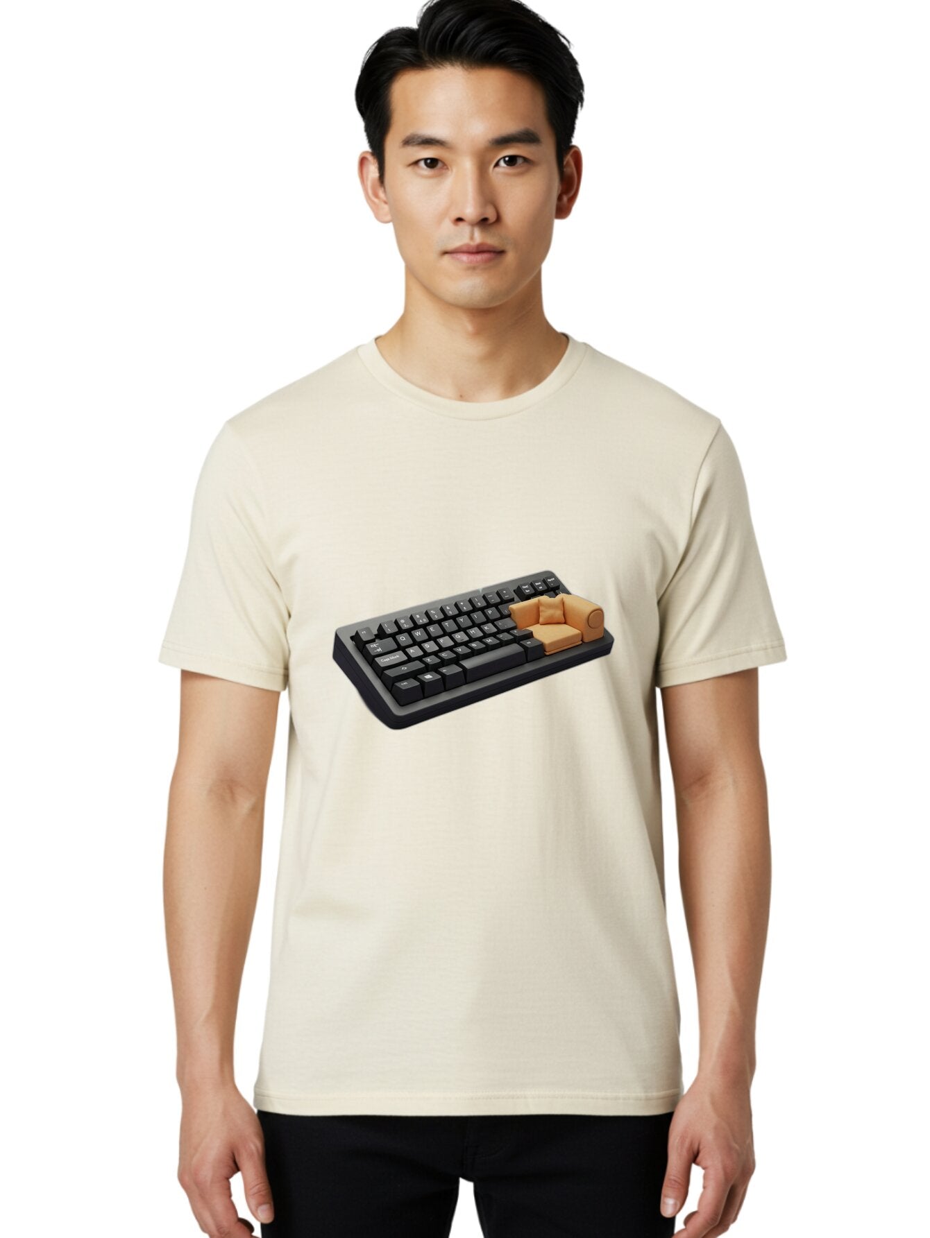 Keyboard-With-Sofa Men'S Graphic Tee, 100% Cotton, Comfortable Casual Summer Wear, Machine Washable, Vintage Camera, Old Camera, Antique Camera, Black Camera, Classic Photography, Photography Equipment, Nostalgic Device, Film Camera, Bap629 17
