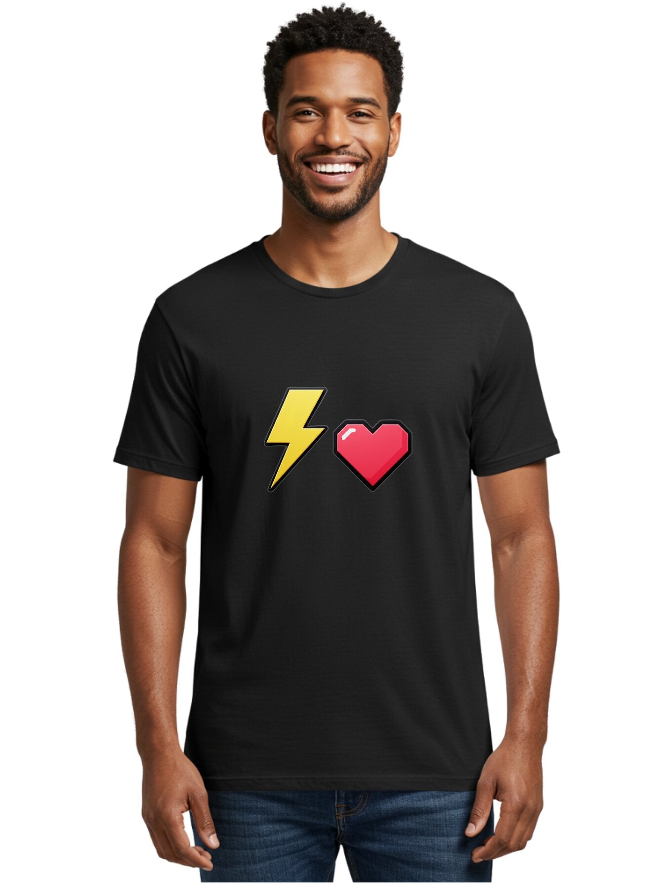 Lightning-Heart-4 Men'S Graphic Tee, 100% Cotton, Comfortable Casual Summer Wear, Machine Washable, Vintage Camera, Old Camera, Antique Camera, Black Camera, Classic Photography, Photography Equipment, Nostalgic Device, Film Camera, Camera Art Bap674 24
